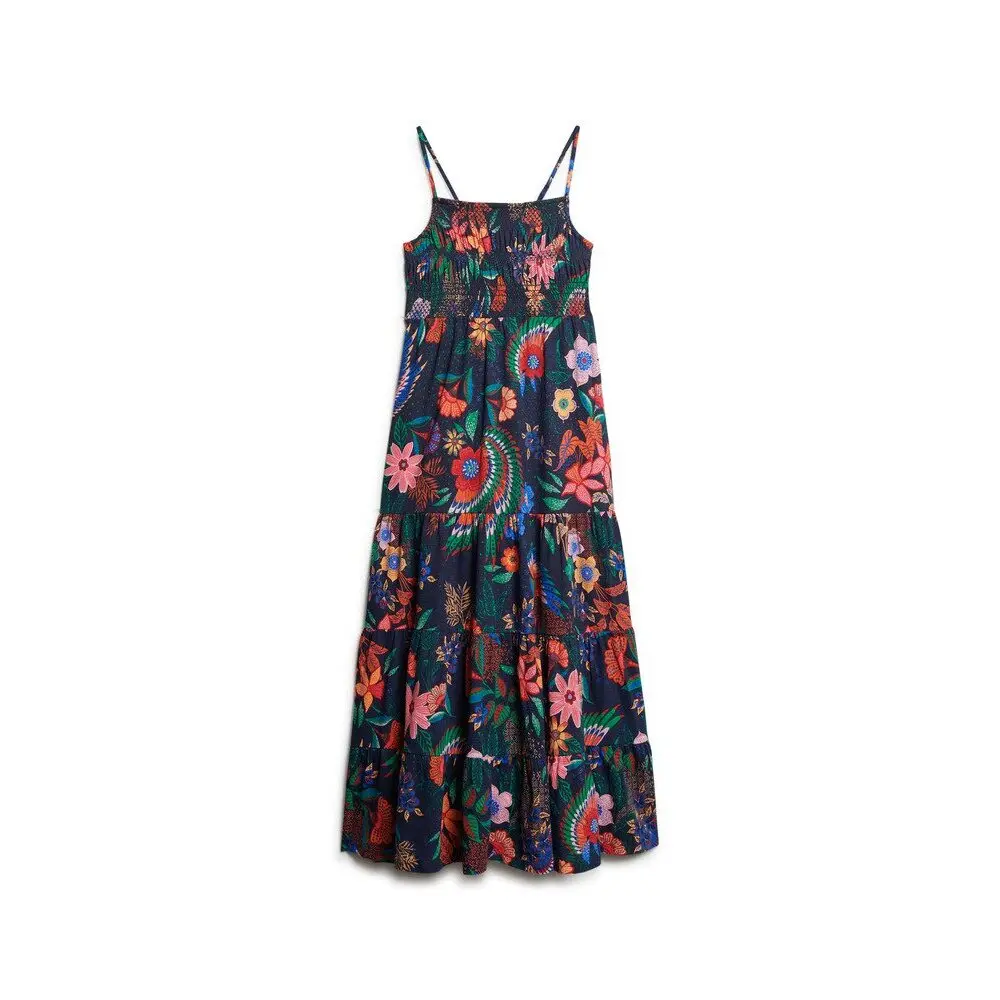 Robe caraco longue smockée femme Superdry