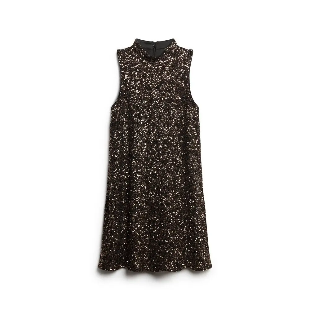 Robe trapèze courte sans manches à sequins femme Superdry