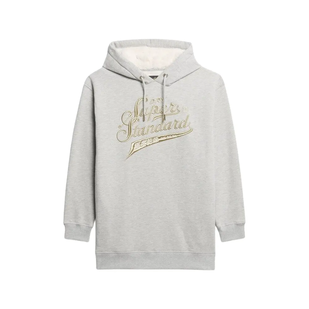 Abito felpa con cappuccio e logo metallizzato donna Superdry Luxe