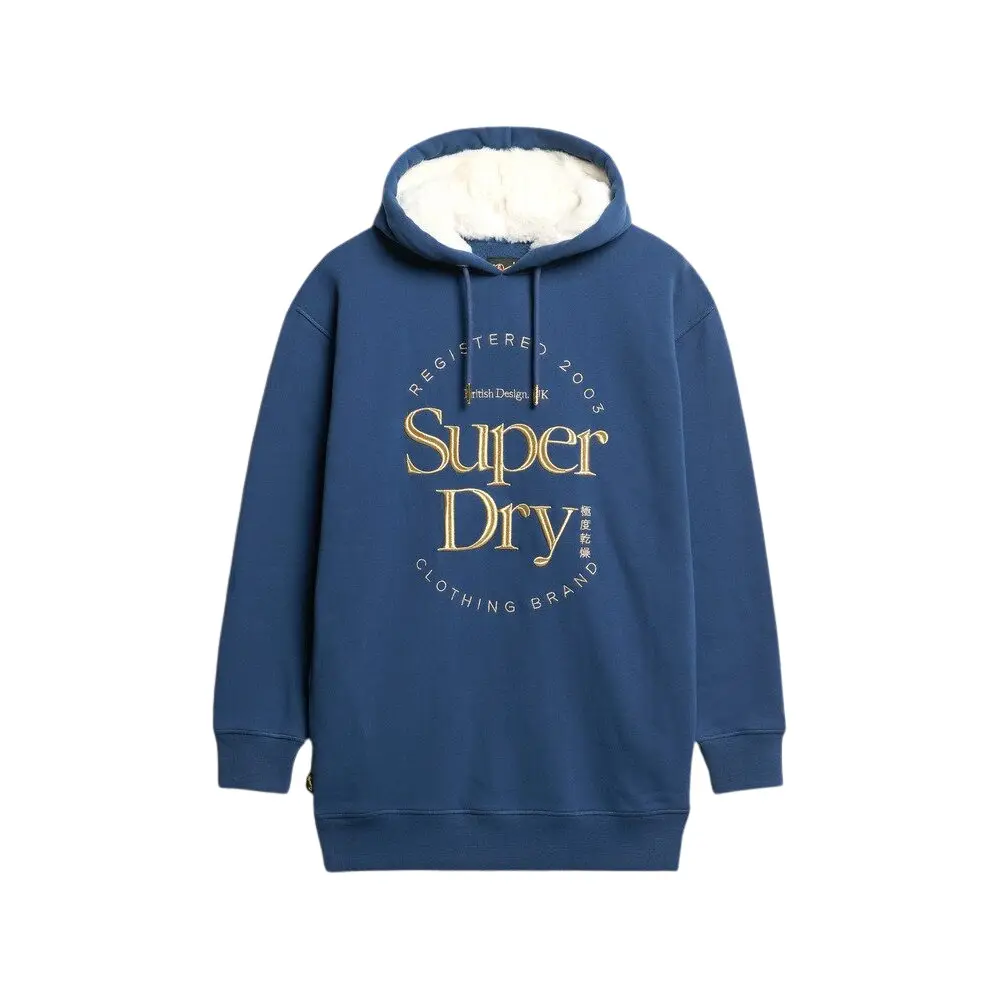 Robe sweat à capuche et logo métallisé femme Superdry Luxe