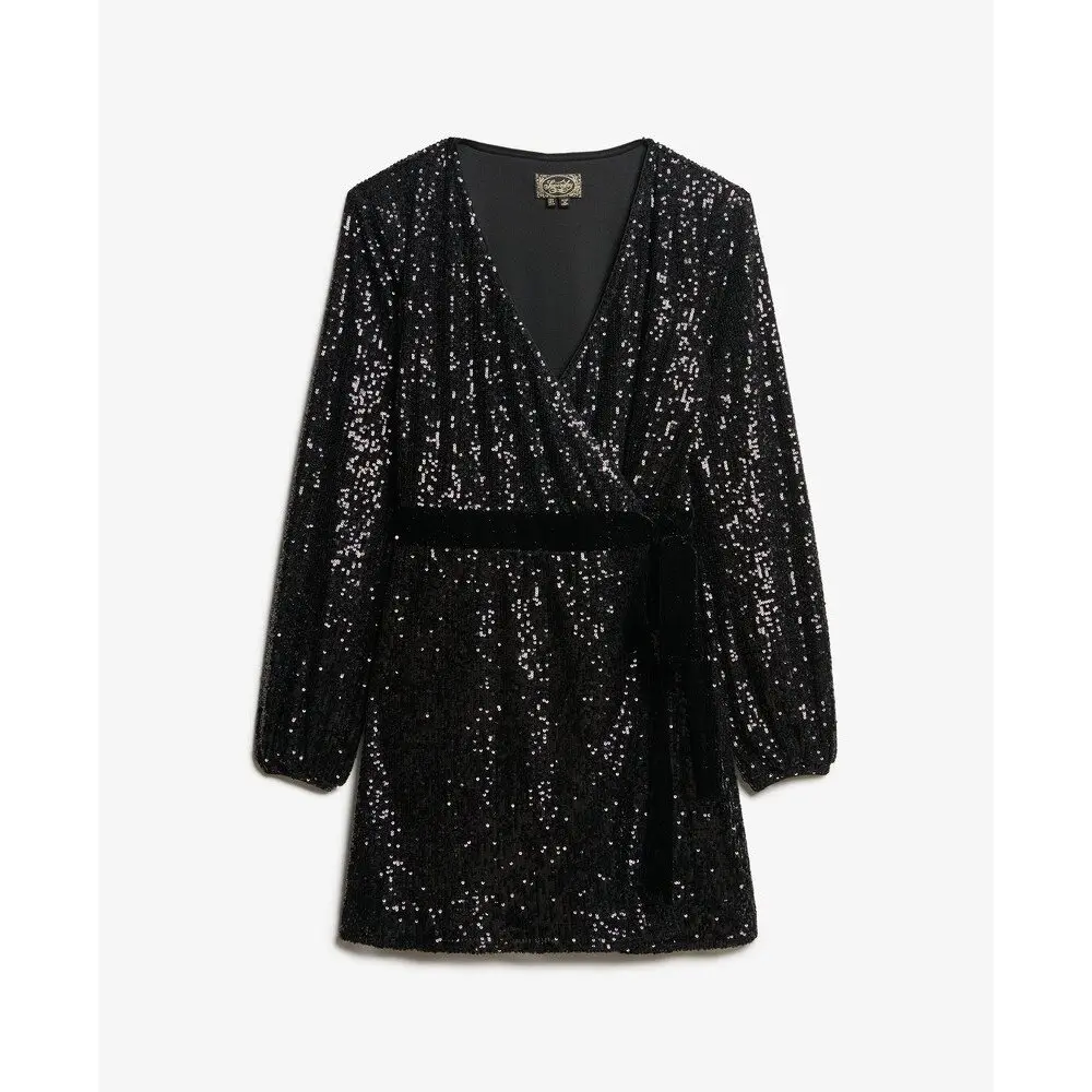 Short velvet wrap dress with sequins for women Superdry