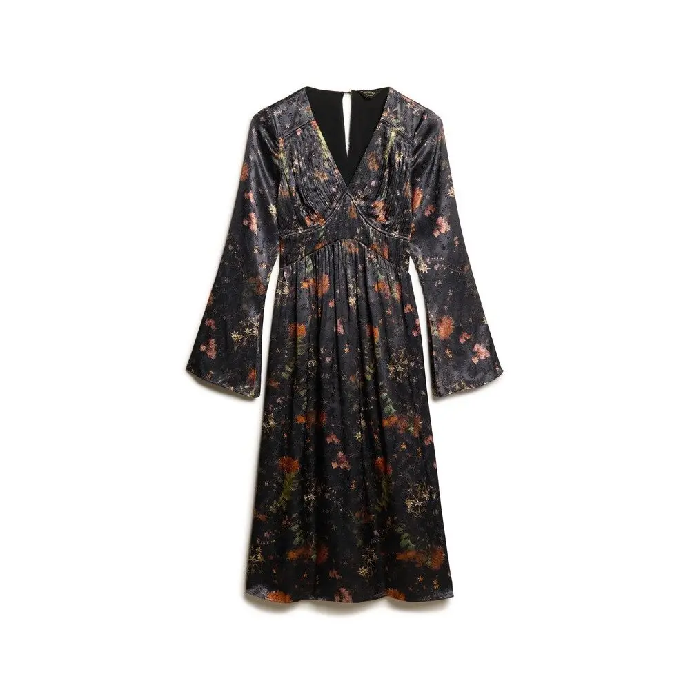 Robe mi longue manches évasées en jacquard femme Superdry