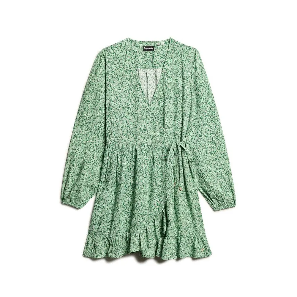 Robe portefeuille courte manches longues imprimée femme Superdry