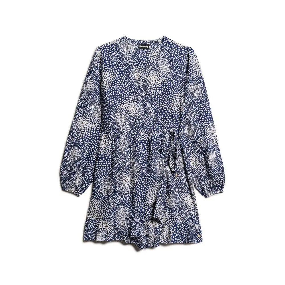 Robe portefeuille courte manches longues imprimée femme Superdry