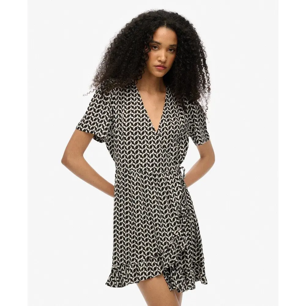 Robe portefeuille courte imprimée femme Superdry