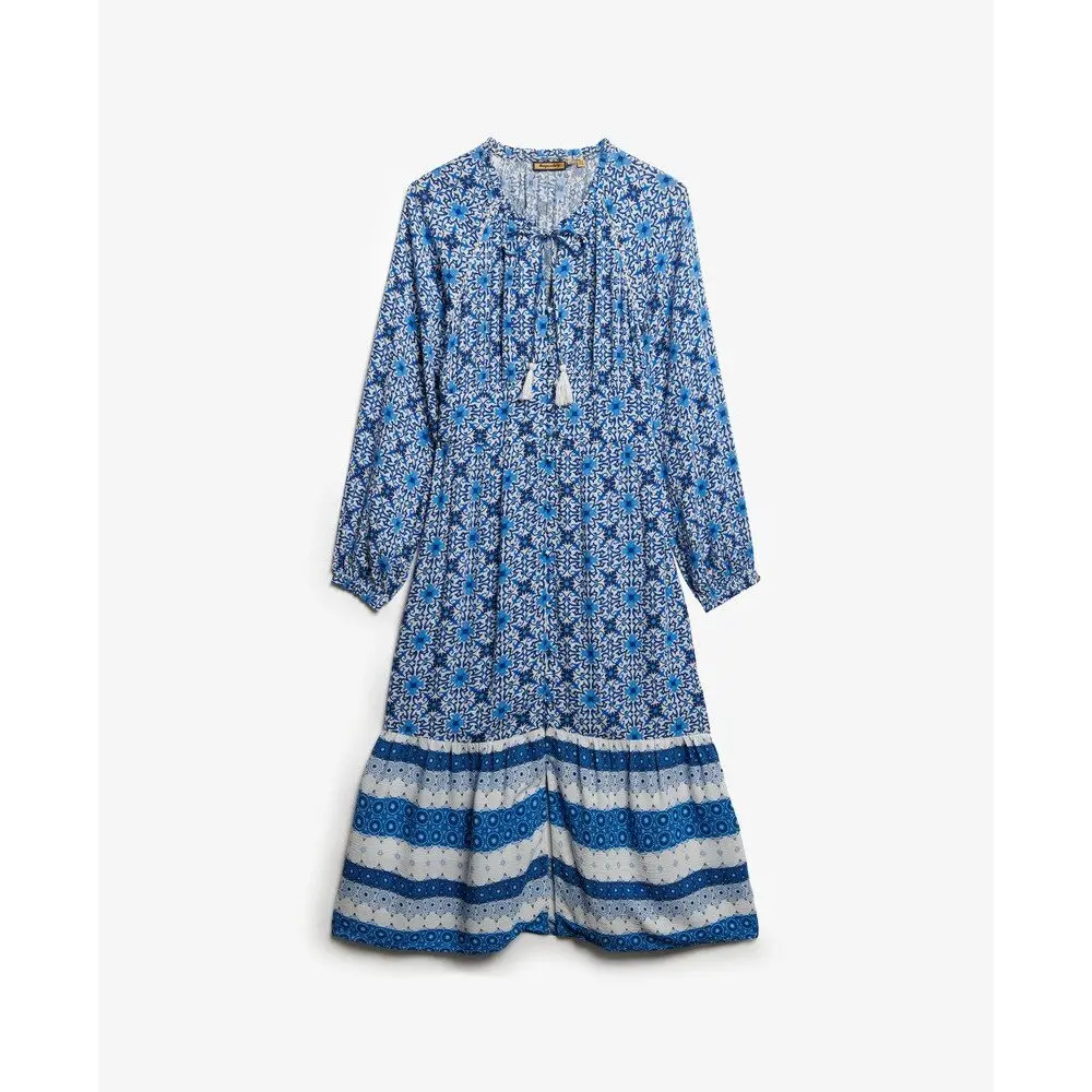 Robe mi longue imprimée à manches longues femme Superdry