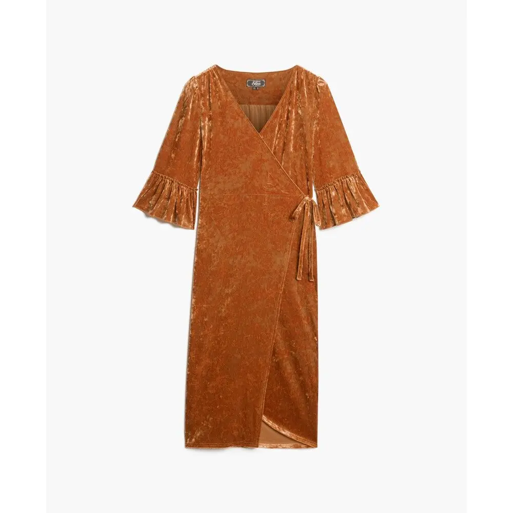 Mid-length velvet wrap dress for women Superdry
