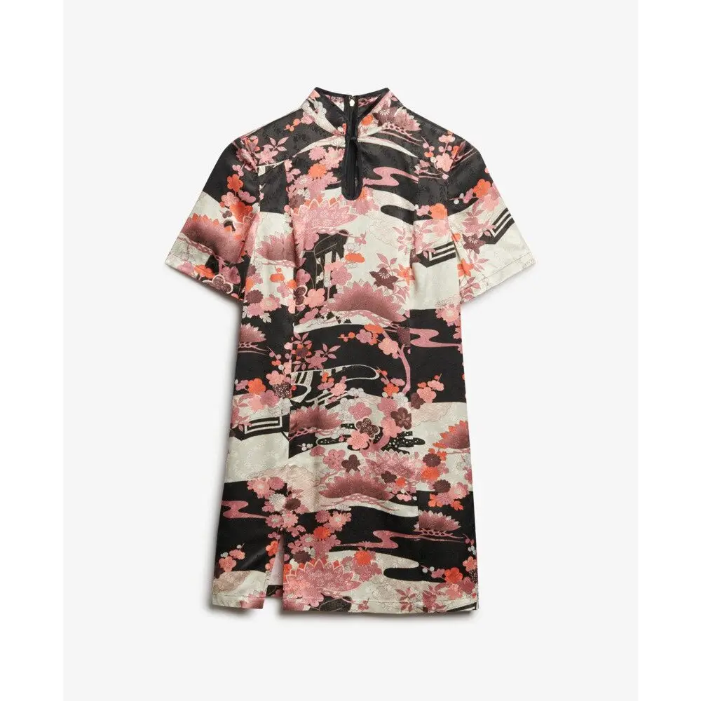 Robe courte en jacquard à col mao femme Superdry