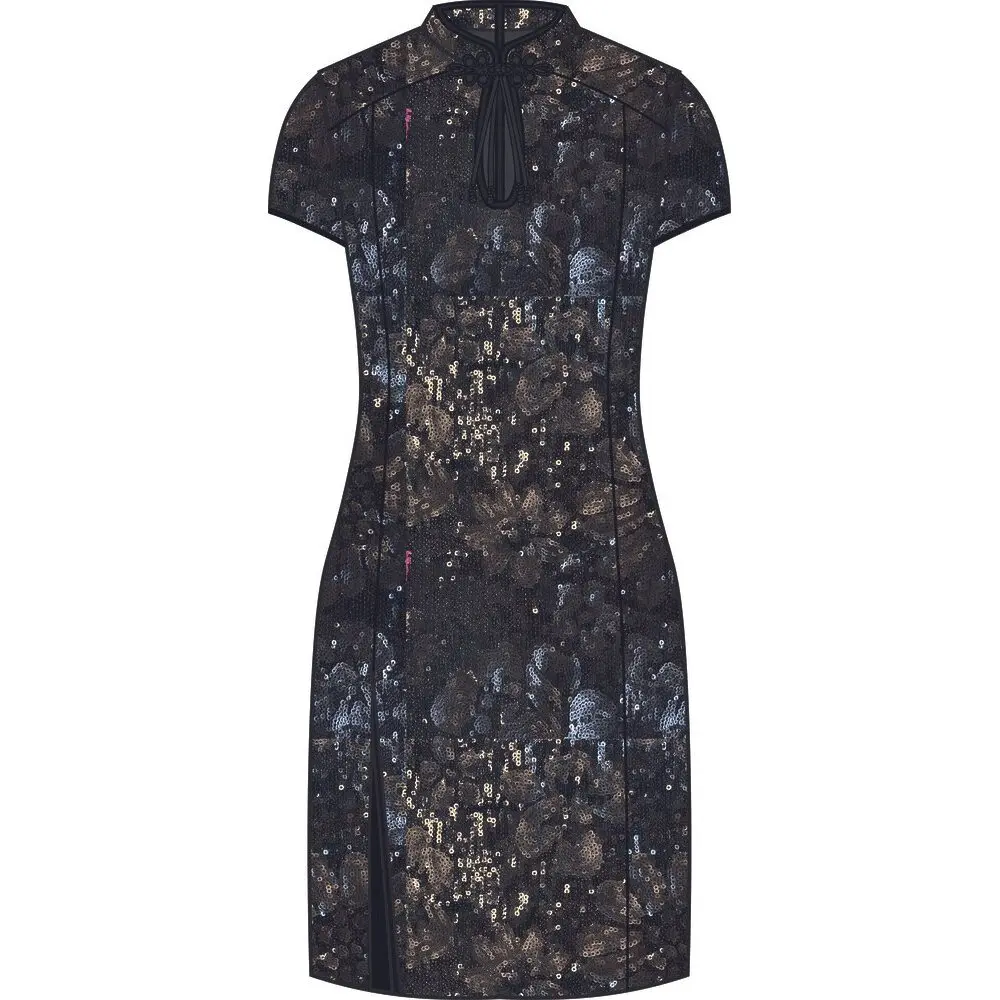 Mini abito mandarino con paillettes da donna Superdry