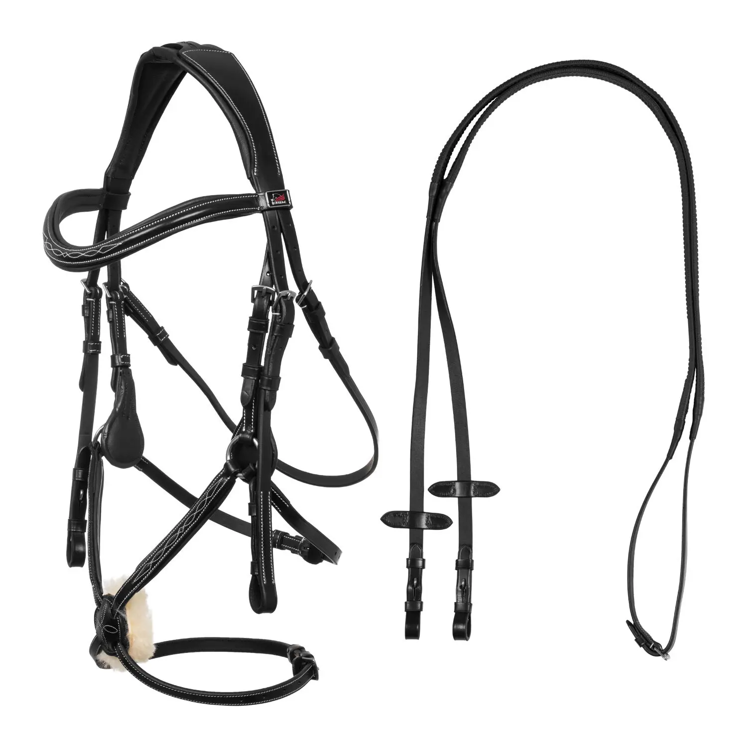 Anatomical cross-over noseband bridle for horses with crown Supreme Mexican