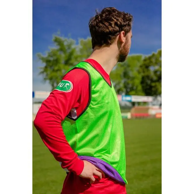 Gilet da allenamento reversibile viola e verde PowerShot