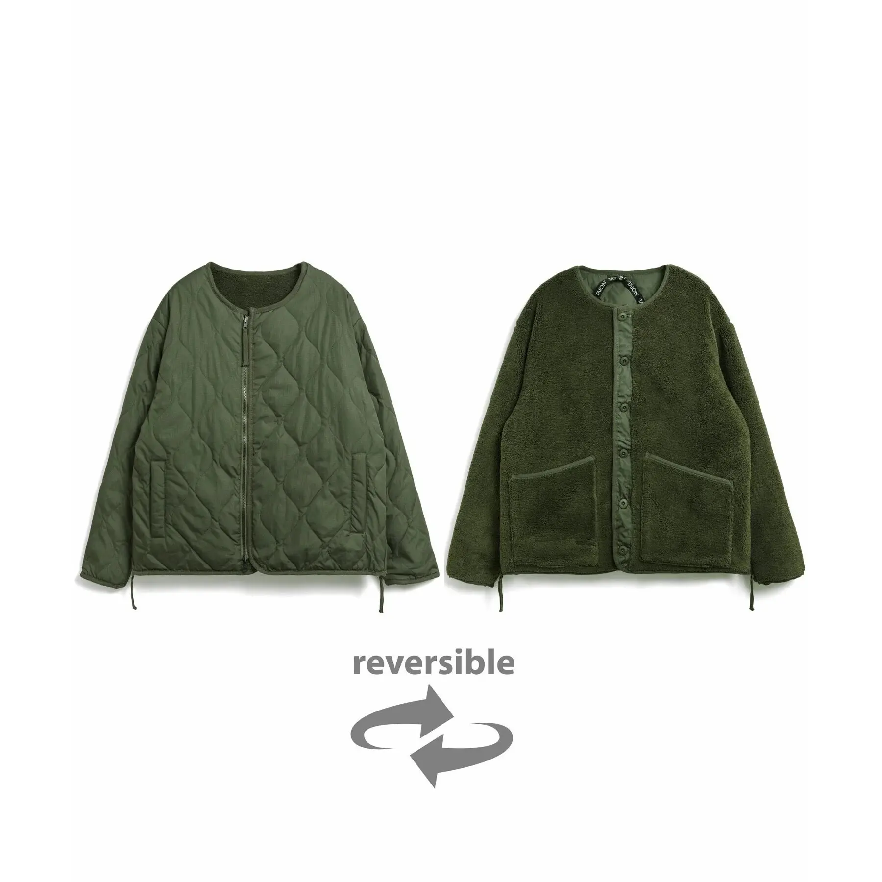 Reversible militärische Daunenjacke mit Rundhalsausschnitt Taion