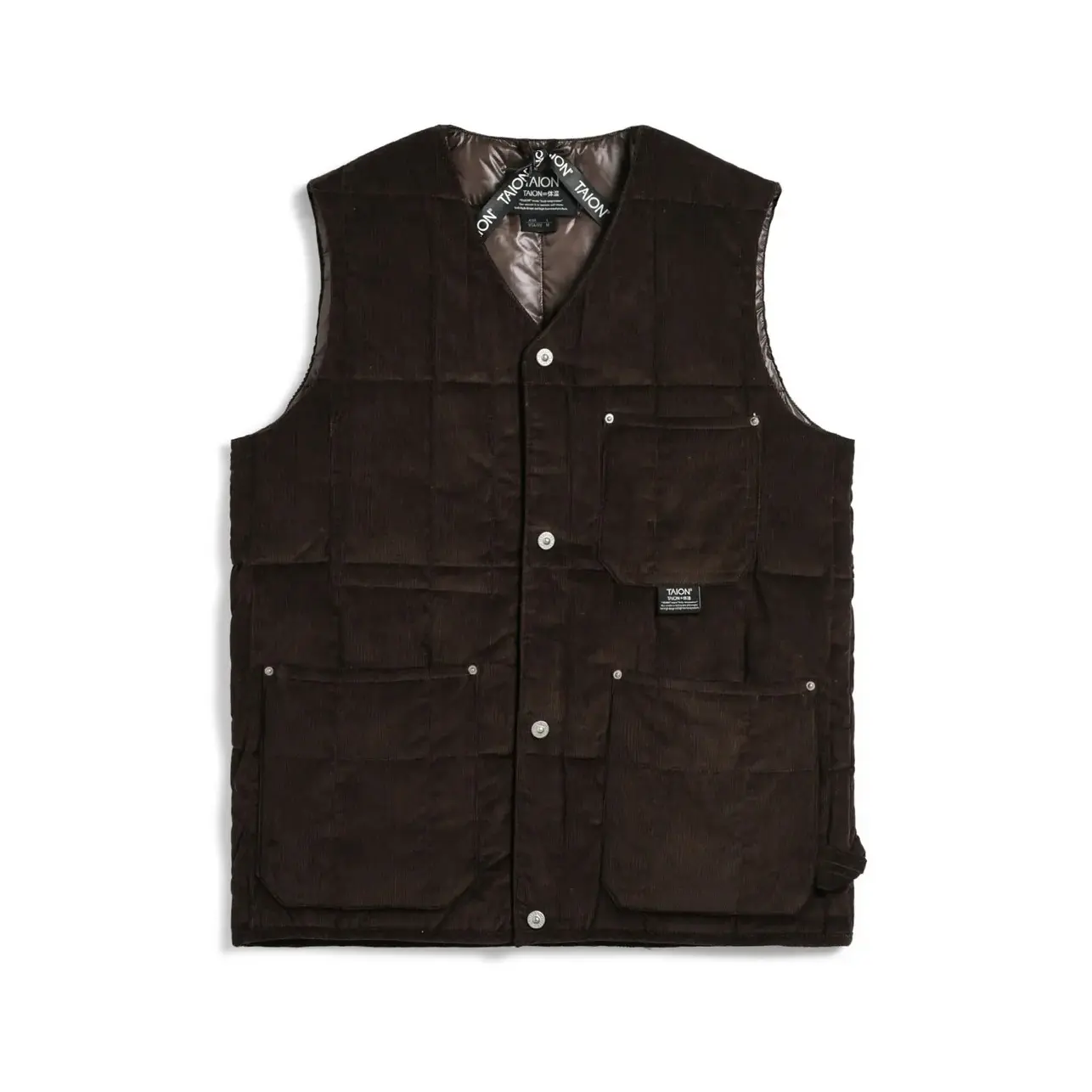 Gilet imbottito con collo a V Taion Corduroy