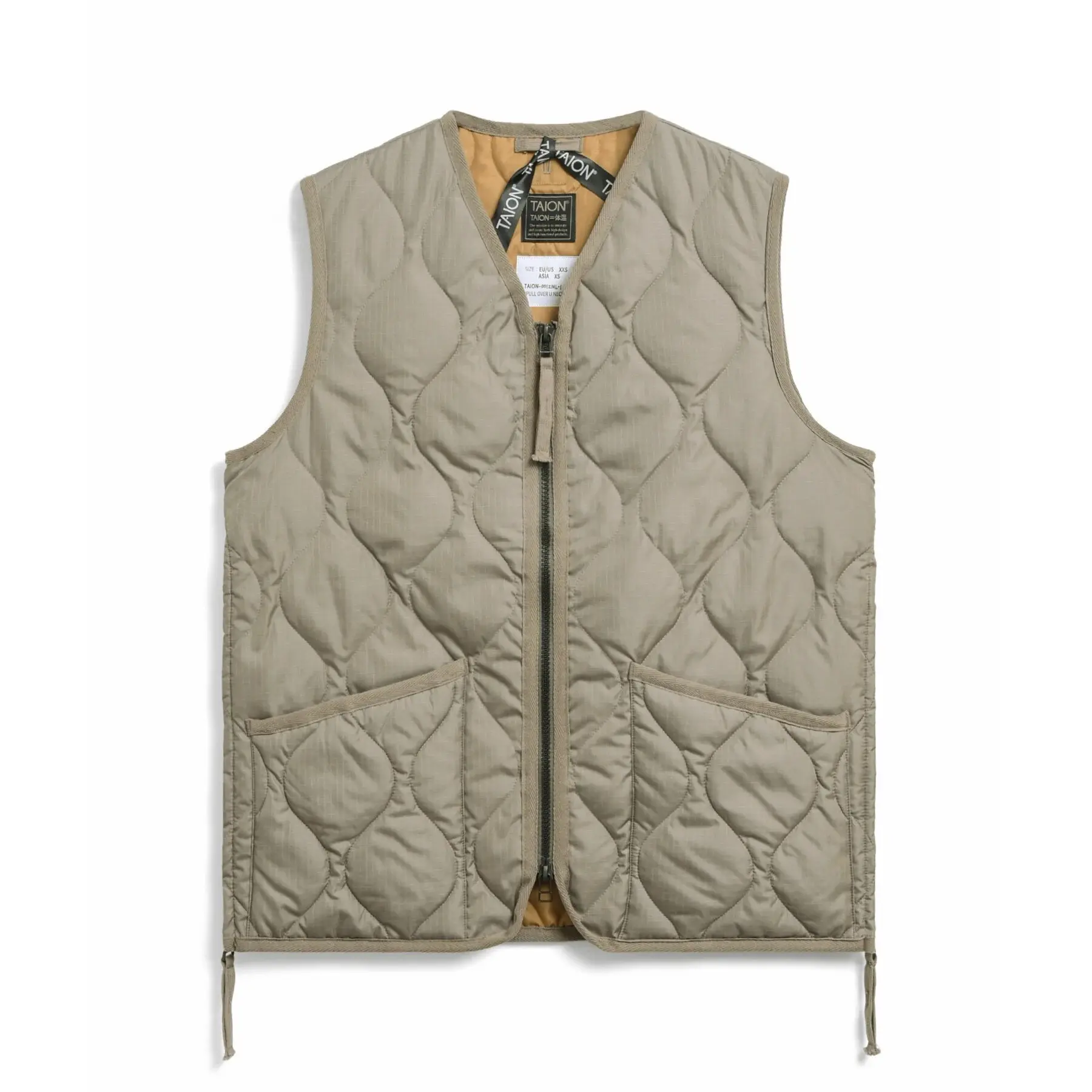 Giacca militare senza maniche con scollo a V e zip Taion