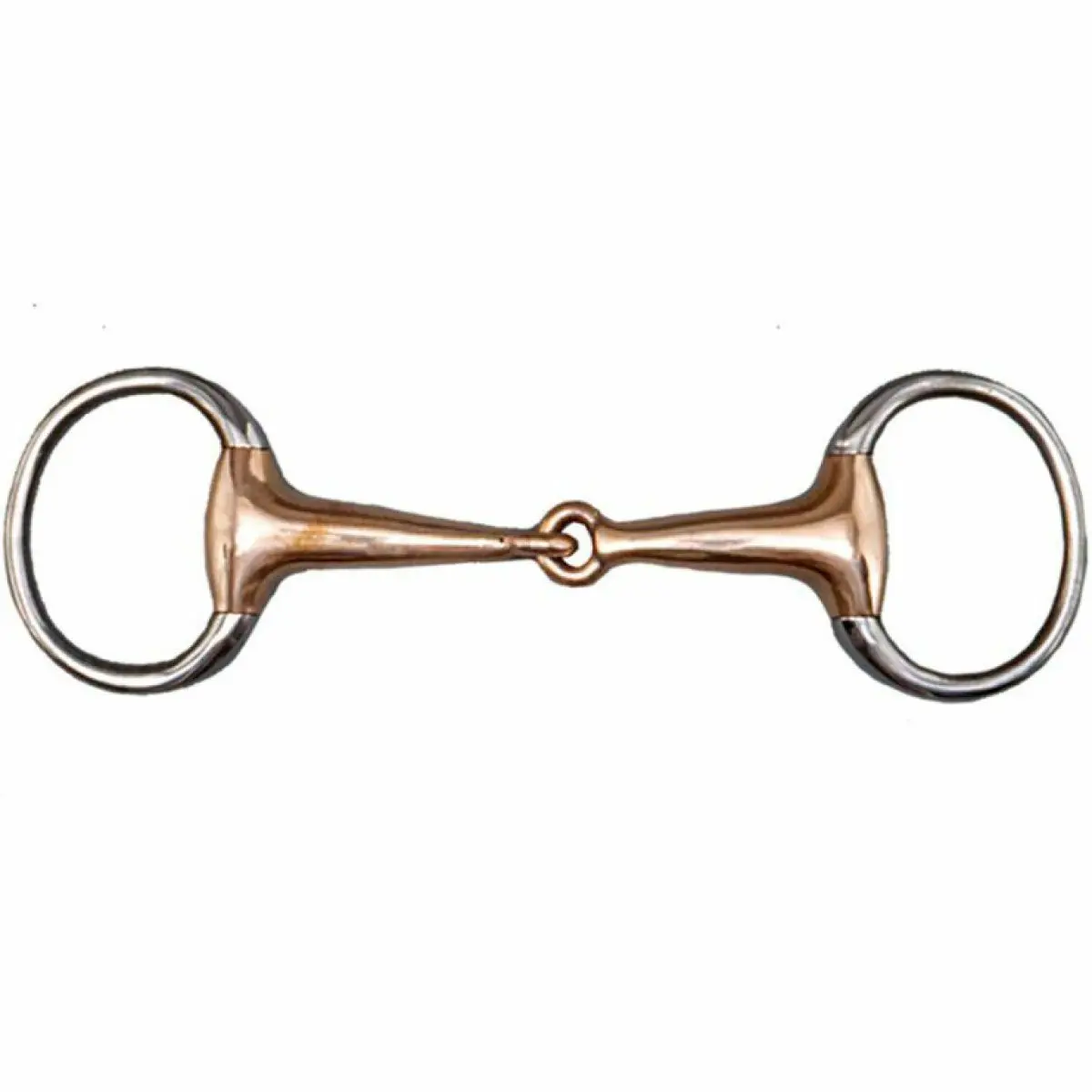 Two-ring snaffle bit for olive horse, copper barrelsTattini