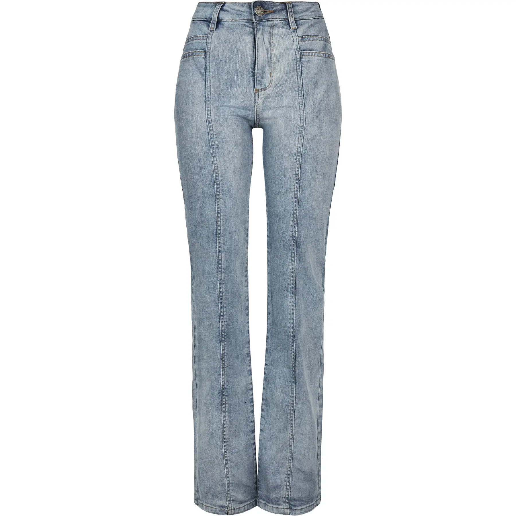 Gerade geschnittene Jeans mit hoher Taille und Schlitz Damen Urban Classics