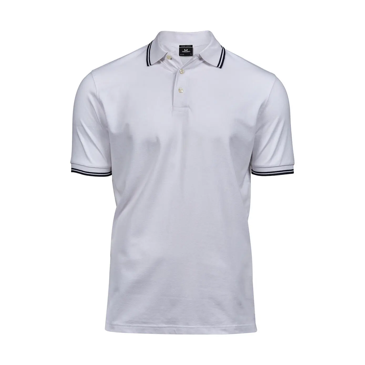 Tee Jays, Herren, Shirts, Men's Luxury Stripe Stretch Polo, Weiss, (L) - Bild 3