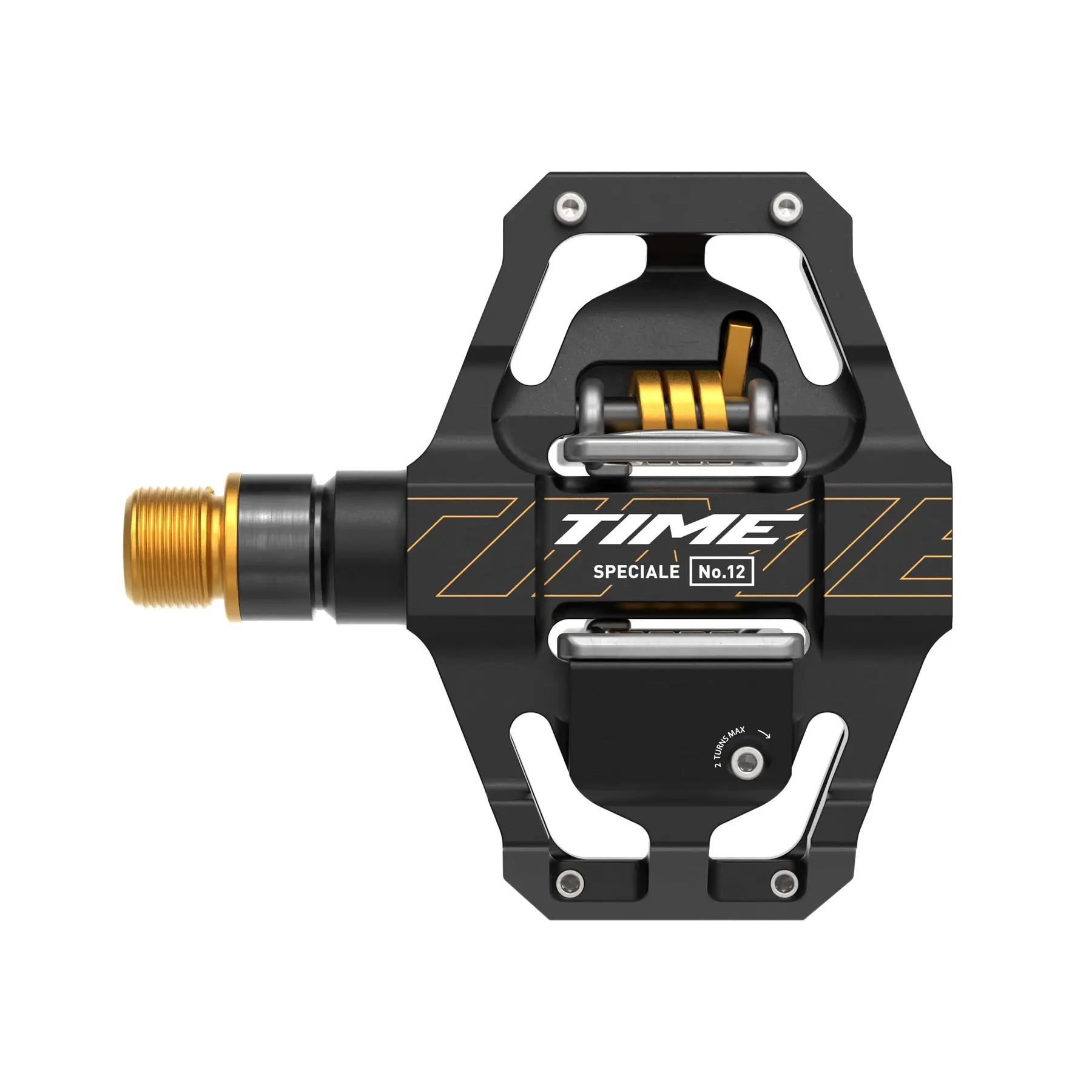 Pedali TIME Speciale 12 Small Axe Titane Noir/Or + Cales ATAC 13°/17° B1