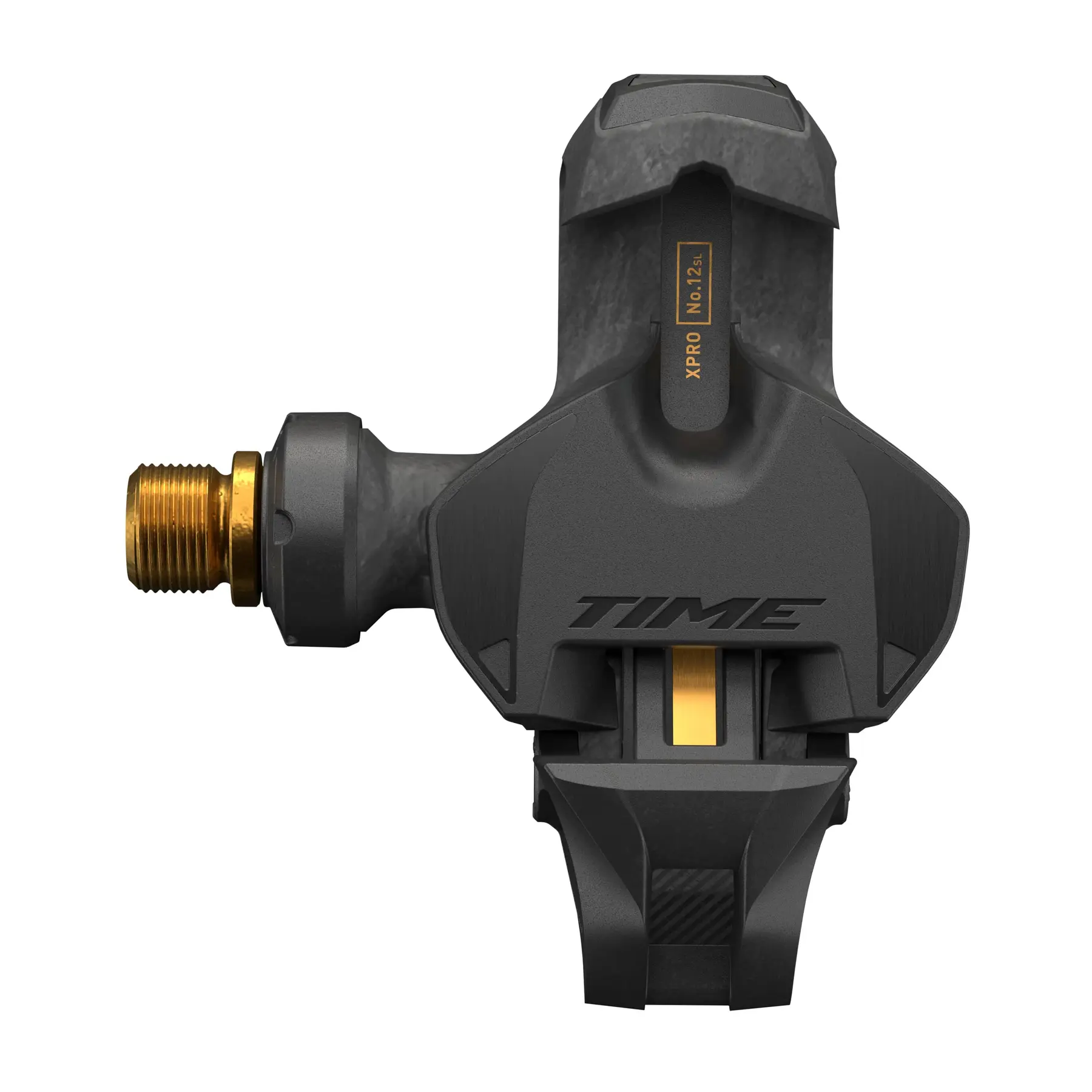 Axle Ti pedalen met carbon keramische lagers TIME Xpro 12SL Q-Factor 57 Carbon/Or + Cales ICLIC 5° B1