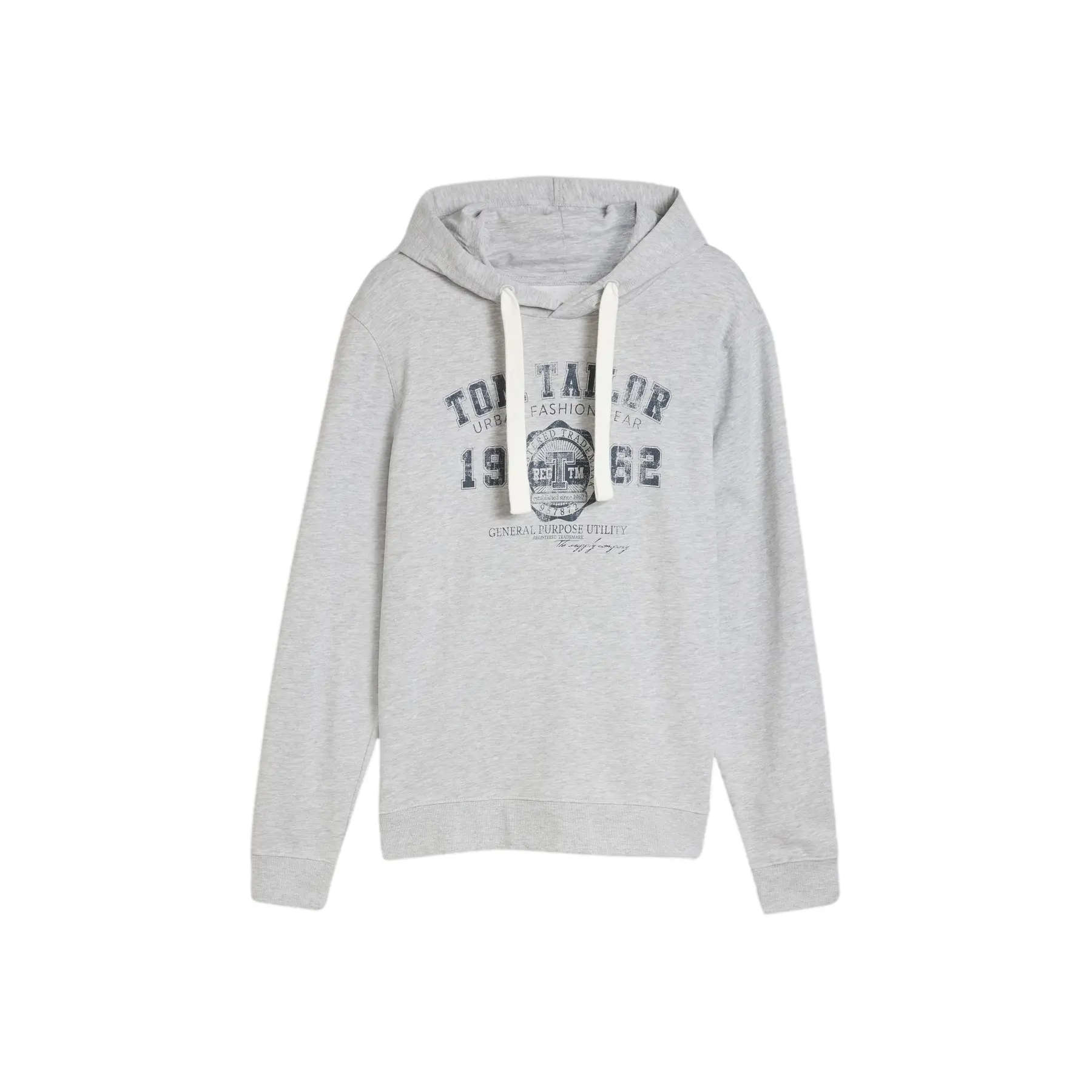 Tom Tailor - Hoodie met logo-print - Maat XXL - bright grey melange