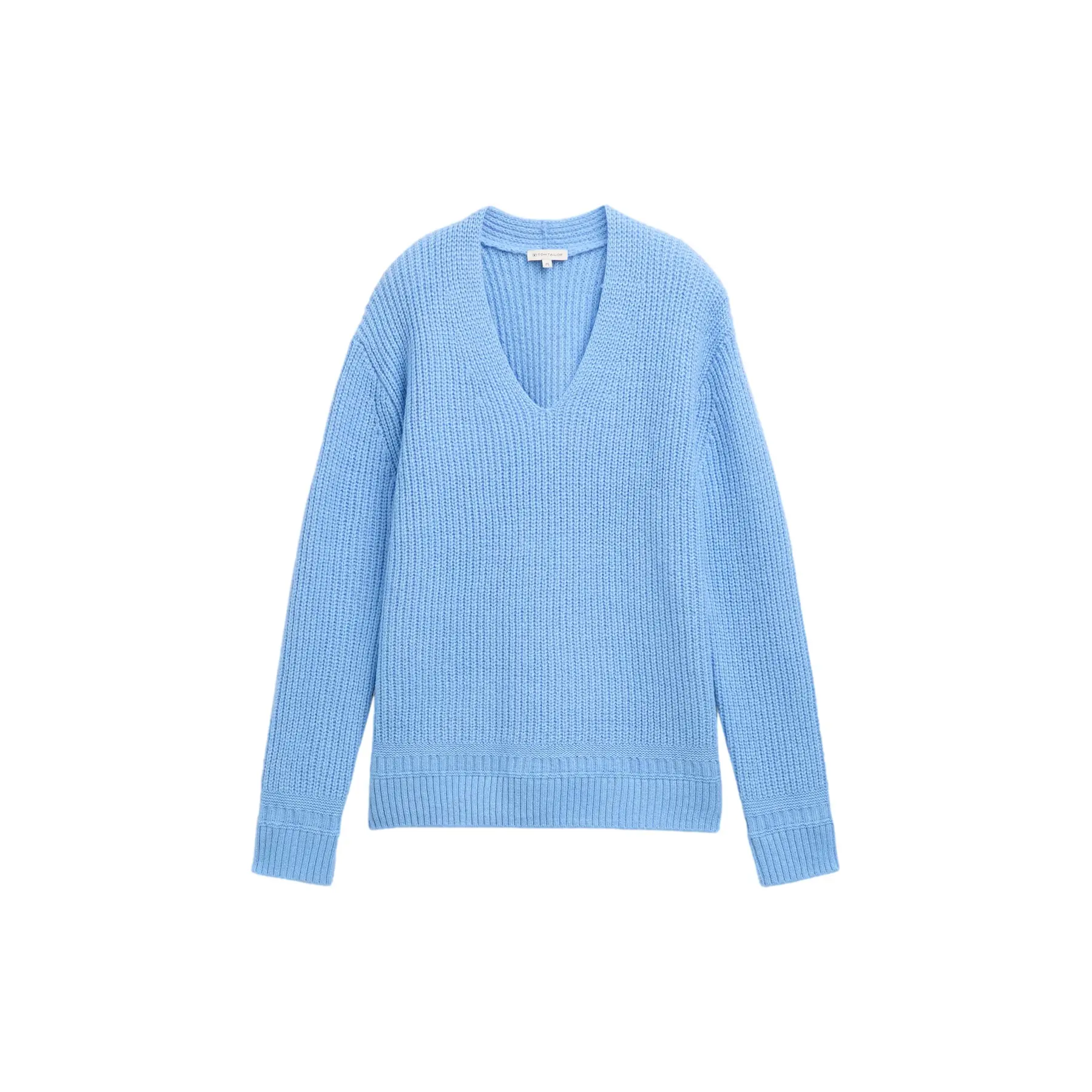 Pull Col V in Maglia a Coste Donna Tom Tailor