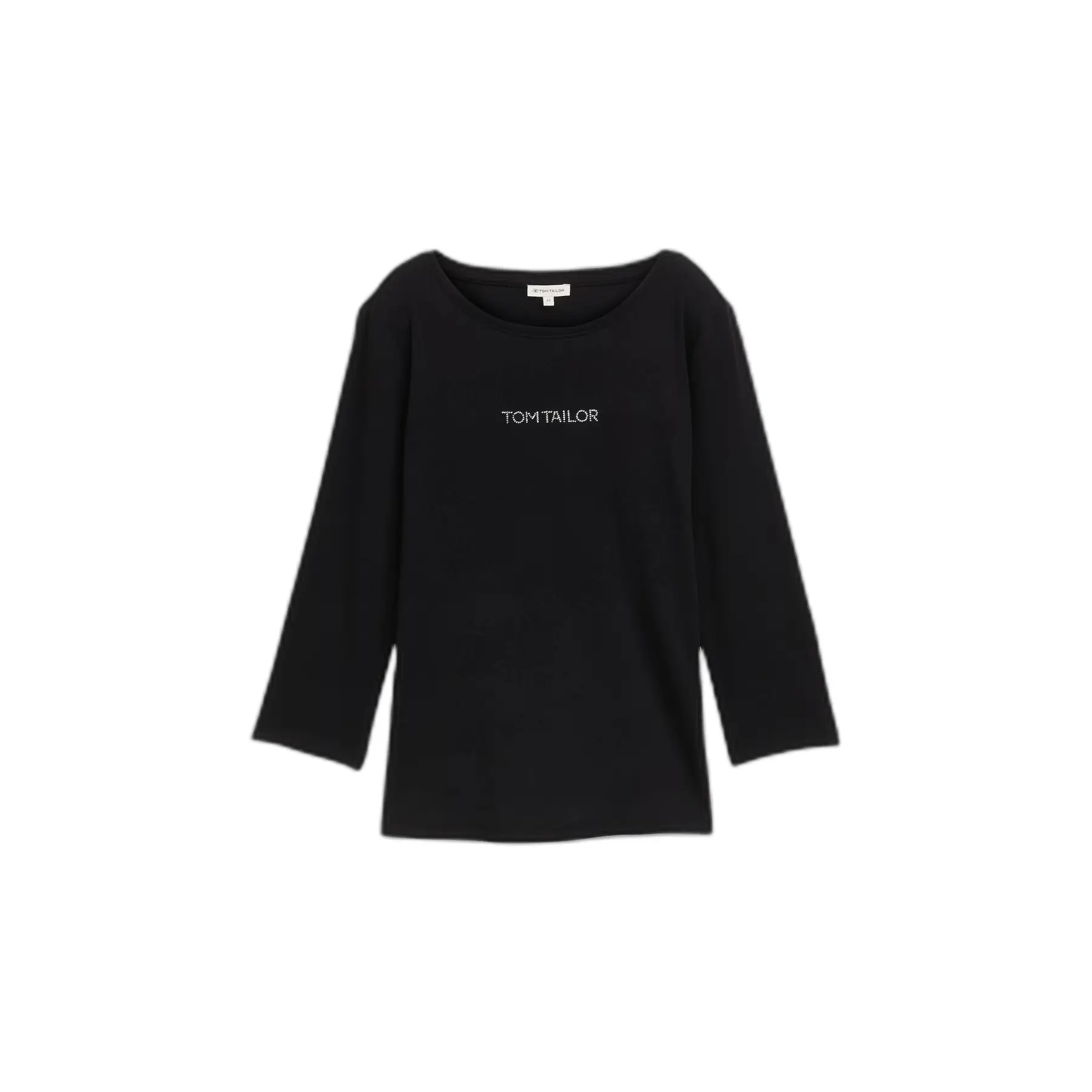 T-shirt maniche lunghe davanti glitterato logo donna Tom Tailor