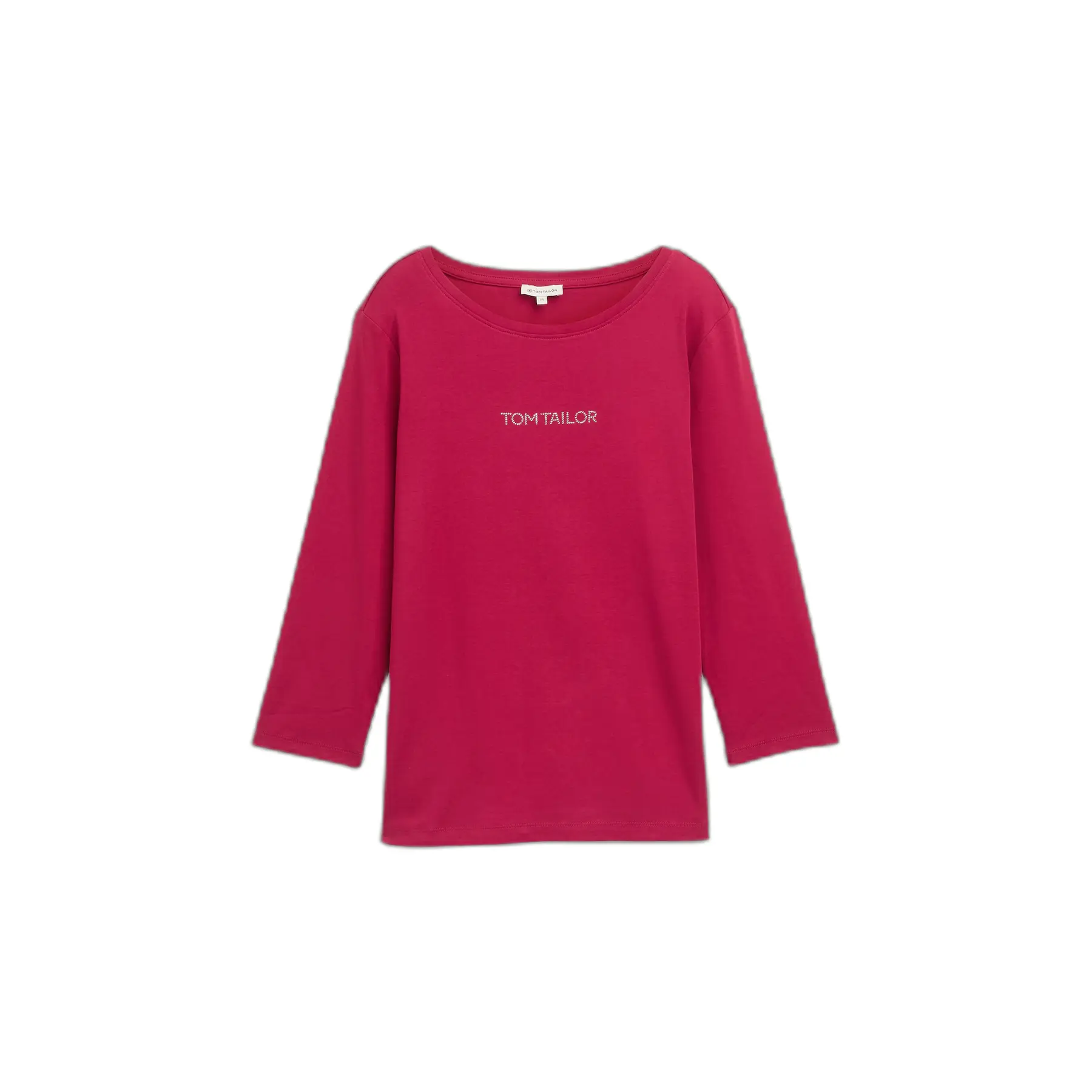 T-shirt maniche lunghe davanti glitterato logo donna Tom Tailor