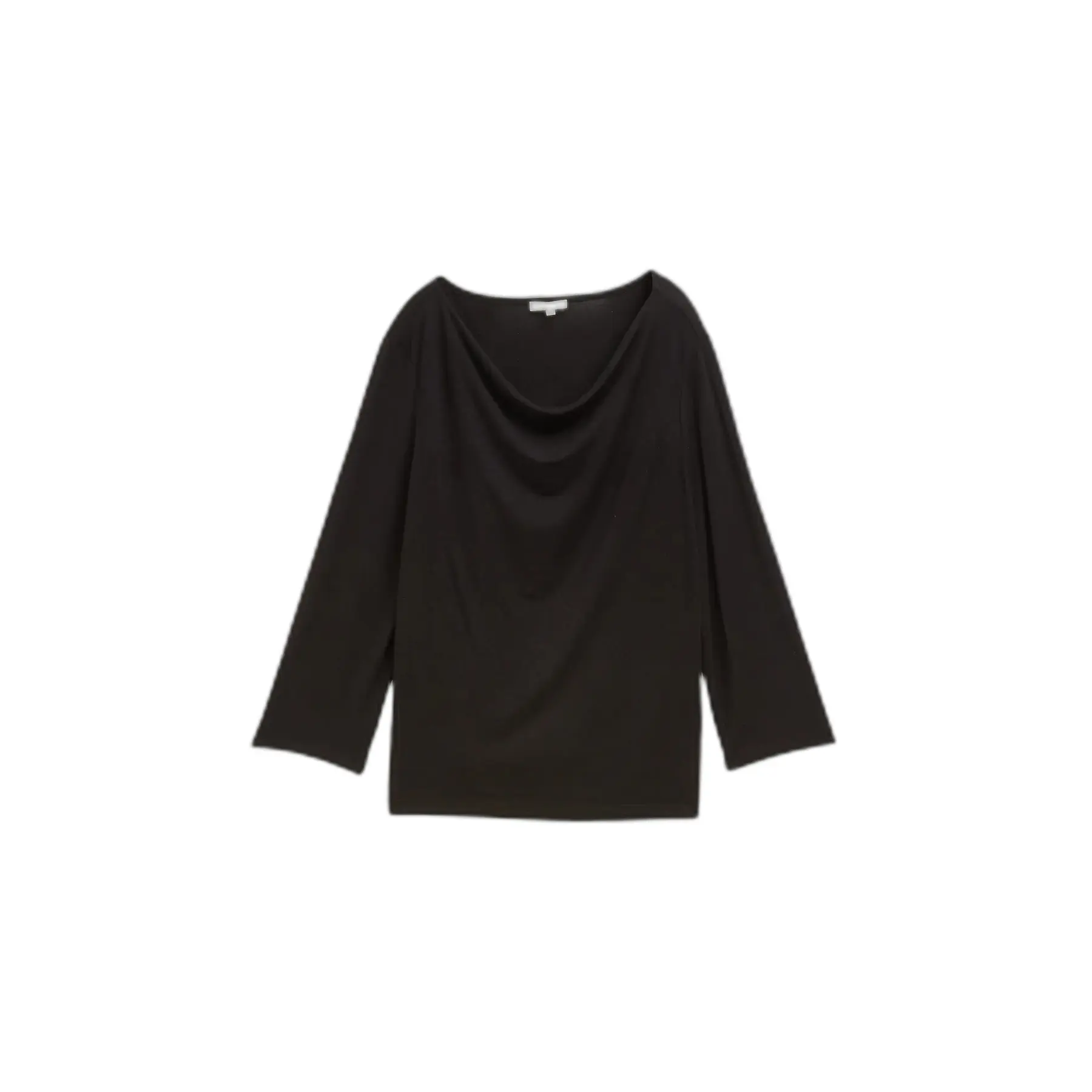 T-shirt a maniche lunghe essenziale drappeggiato colletto donna Tom Tailor