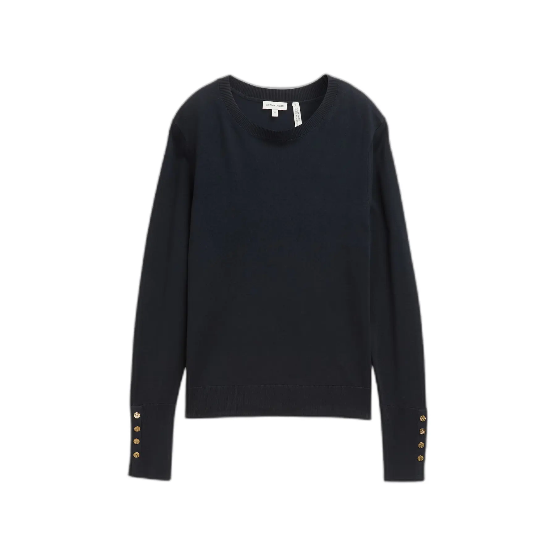 Maglione a collo rotondo con maniche bottone donna