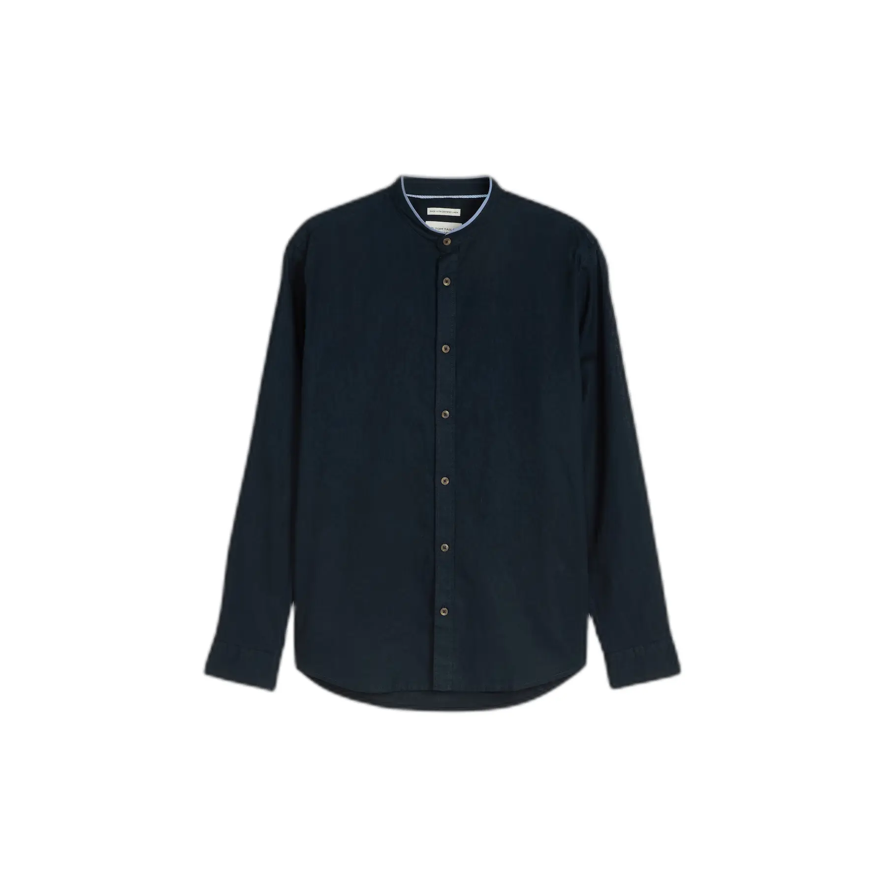 Camicia a maniche lunghe unita in cotone e lino Tom Tailor