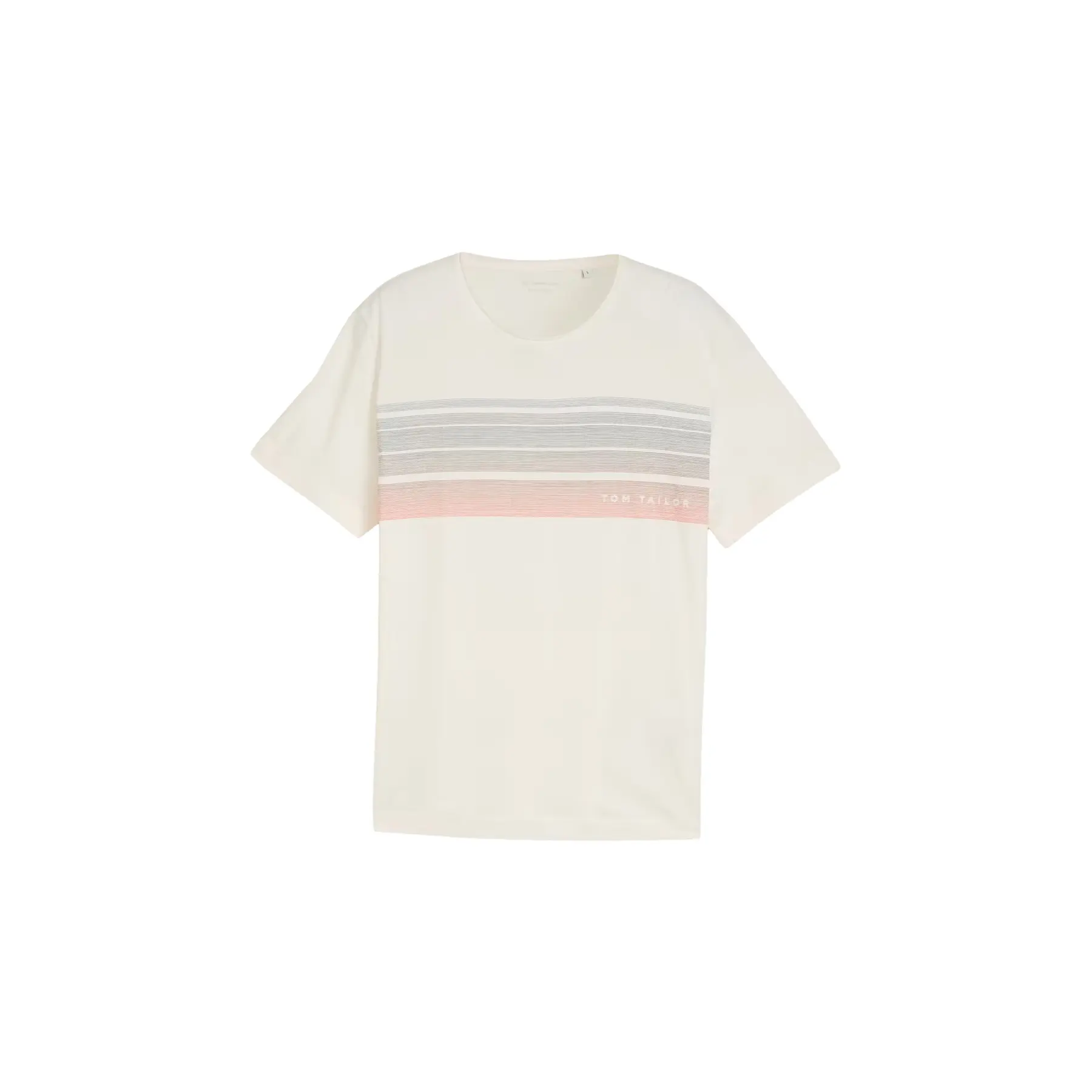 Tom Tailor - T-shirt met print op de borst - Maat XL - Gardenia White