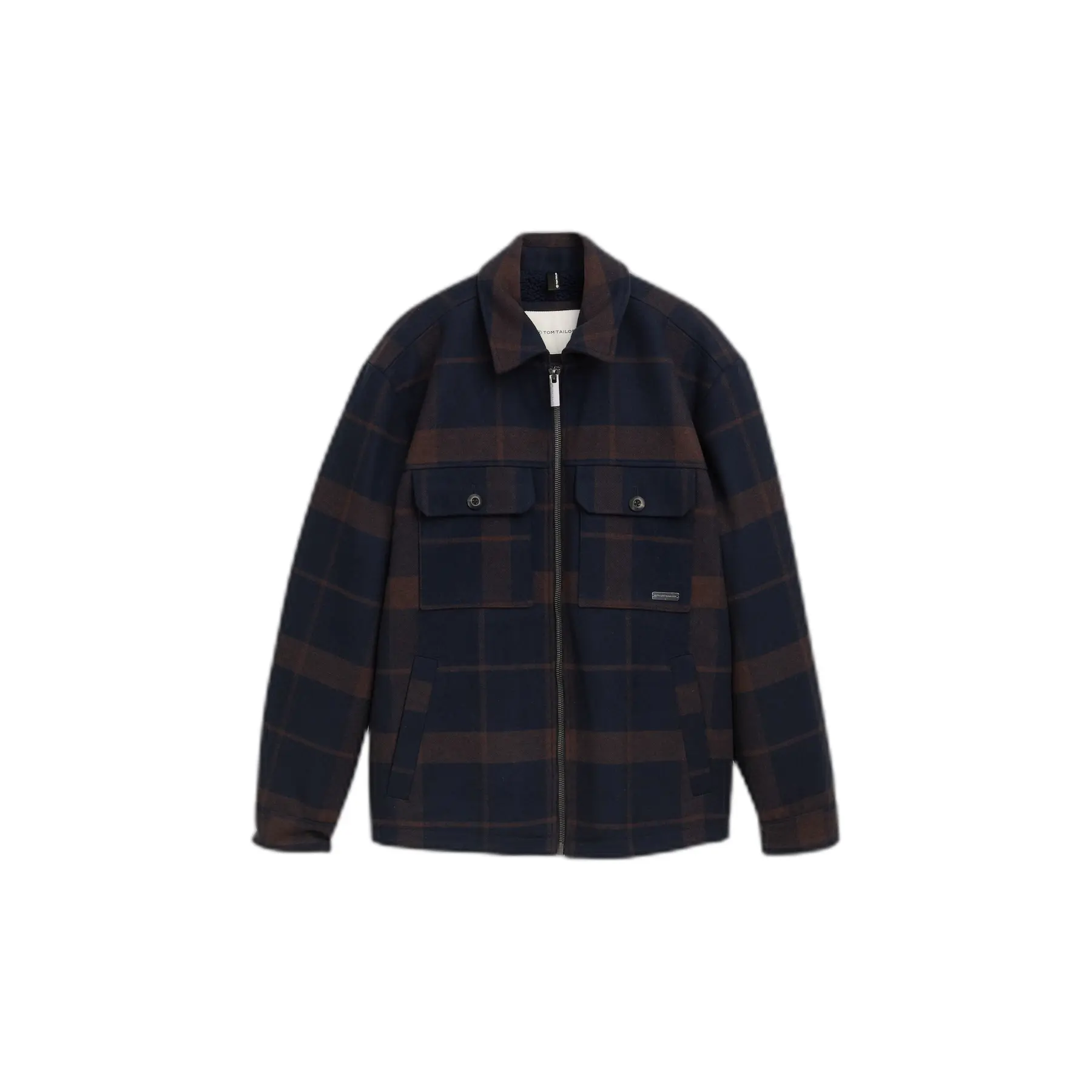 Tom Tailor - Overshirt met wol - Maat XL - navy camel check