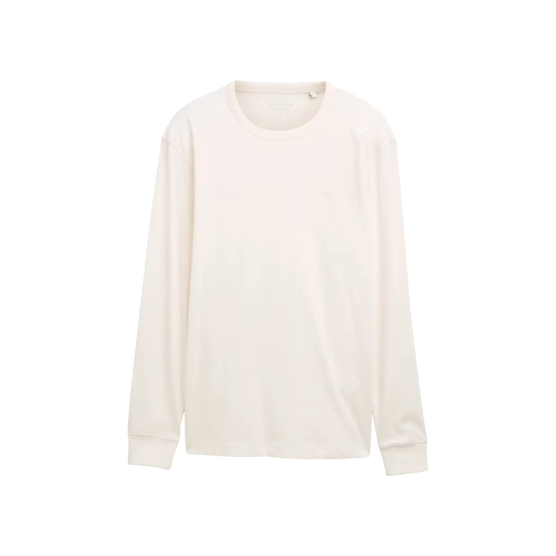 Tom Tailor - Basic katoenen shirt met lange mouwen - Maat M - Gardenia White