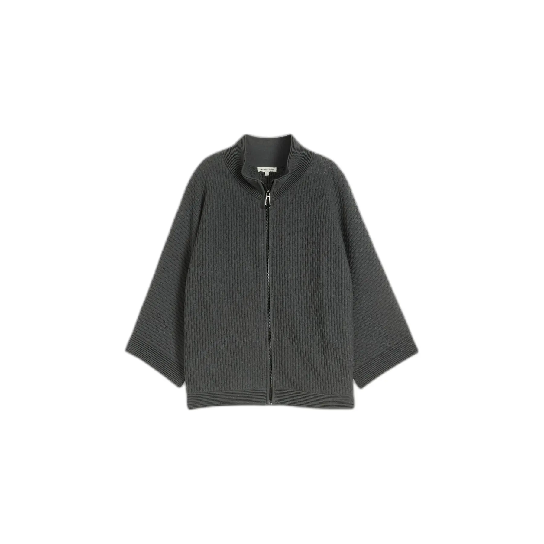 Damen Cardigan mit Reißverschluss in strukturiertem Blasengewebe Tom Tailor