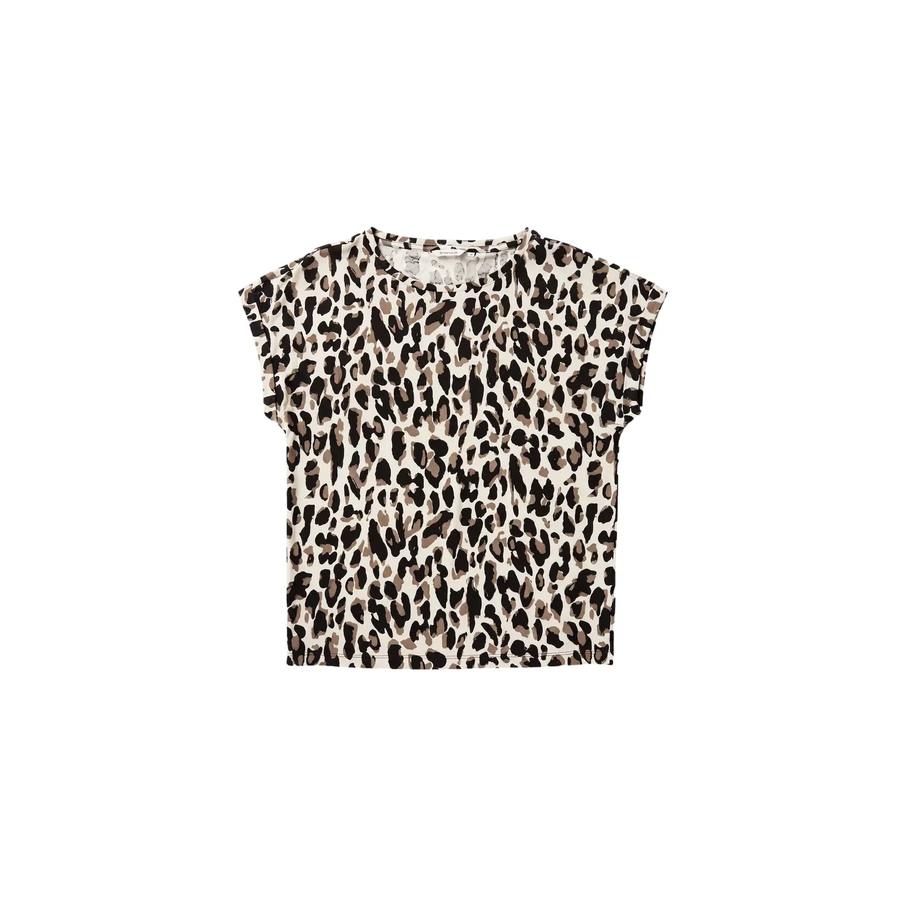 Tom Tailor - T-Shirt mit Allover-Print - Maat L - brown beige leo print
