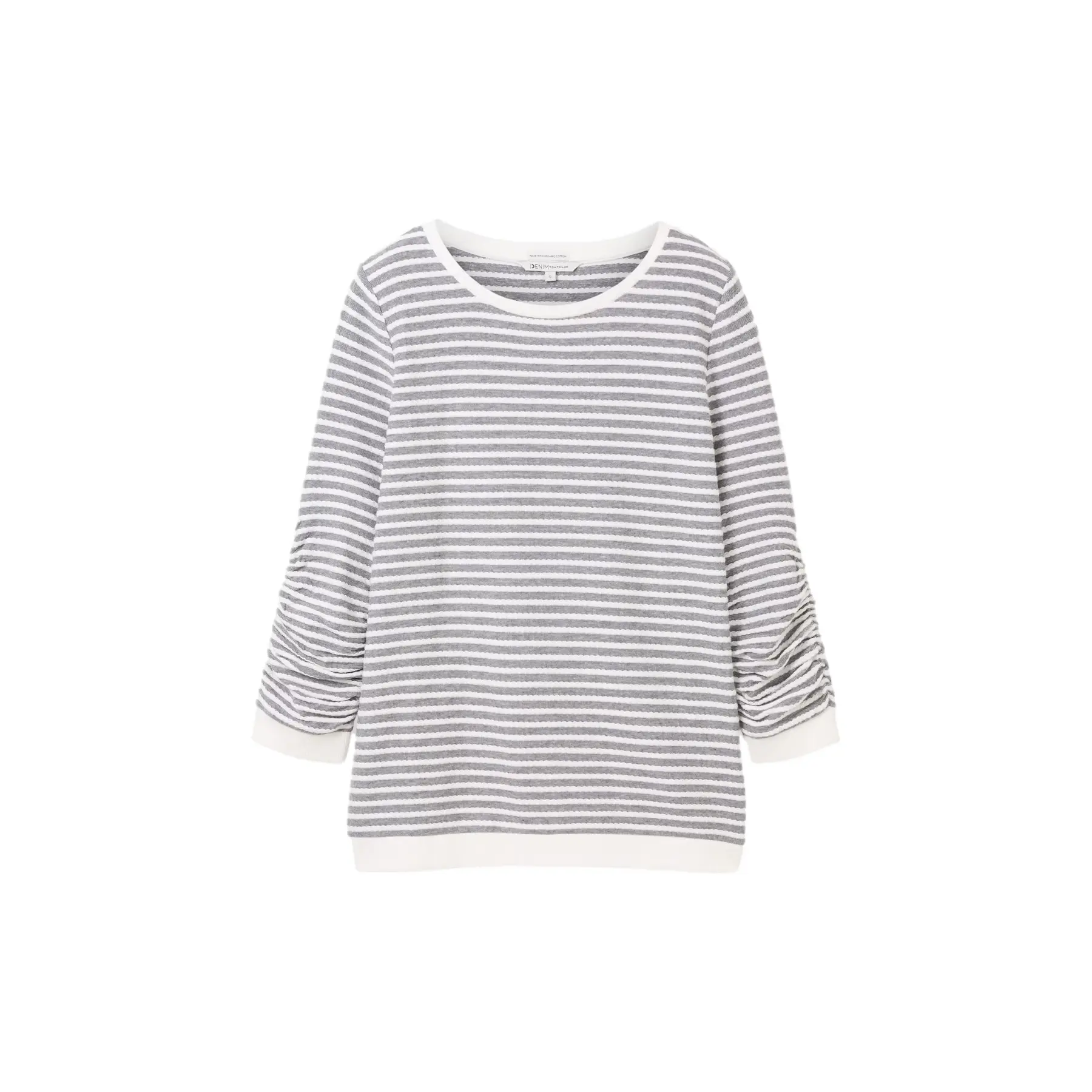 TOM TAILOR Gestreepte Top 3/4 mouw Ronde hals Regular Fit Shirt Gestreept Jacquard Sweater