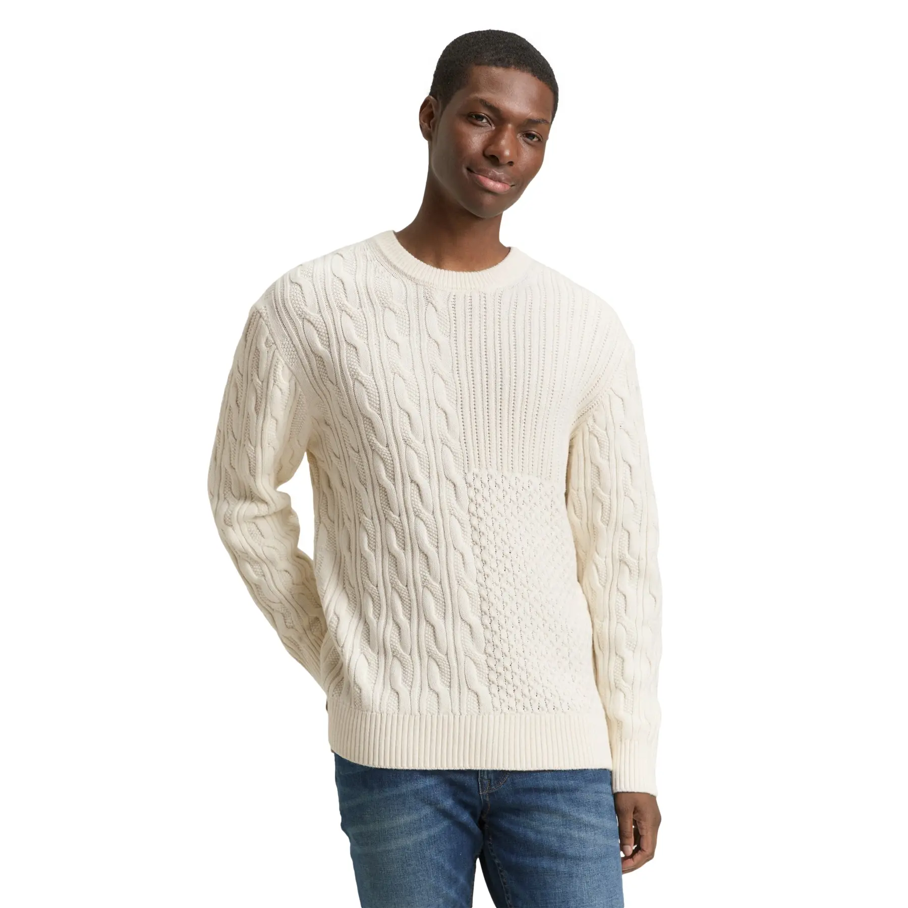 Maglione girocollo a trecce casual Tom Tailor Denim