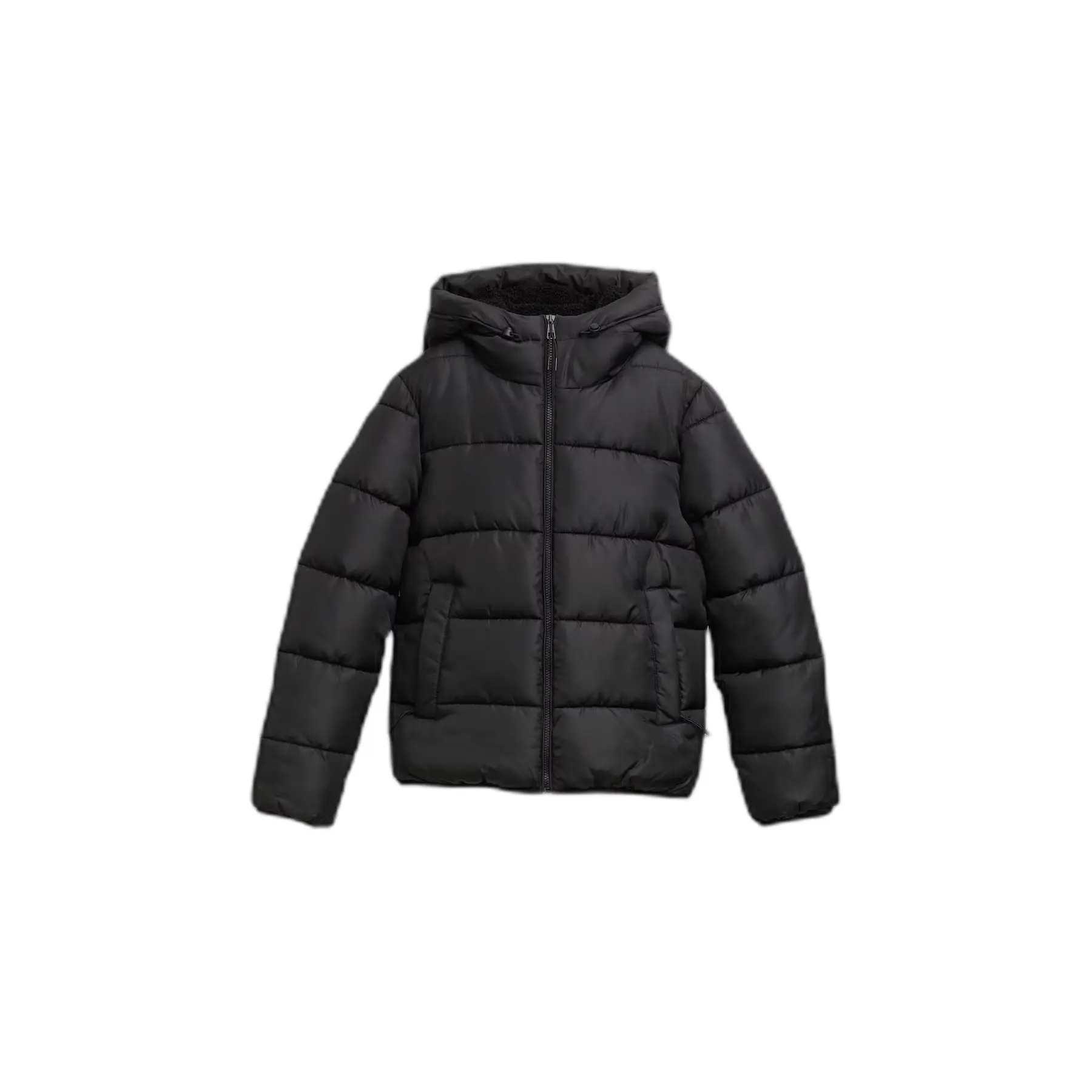 Giacca a vento con cappuccio e pelliccia teddy donna