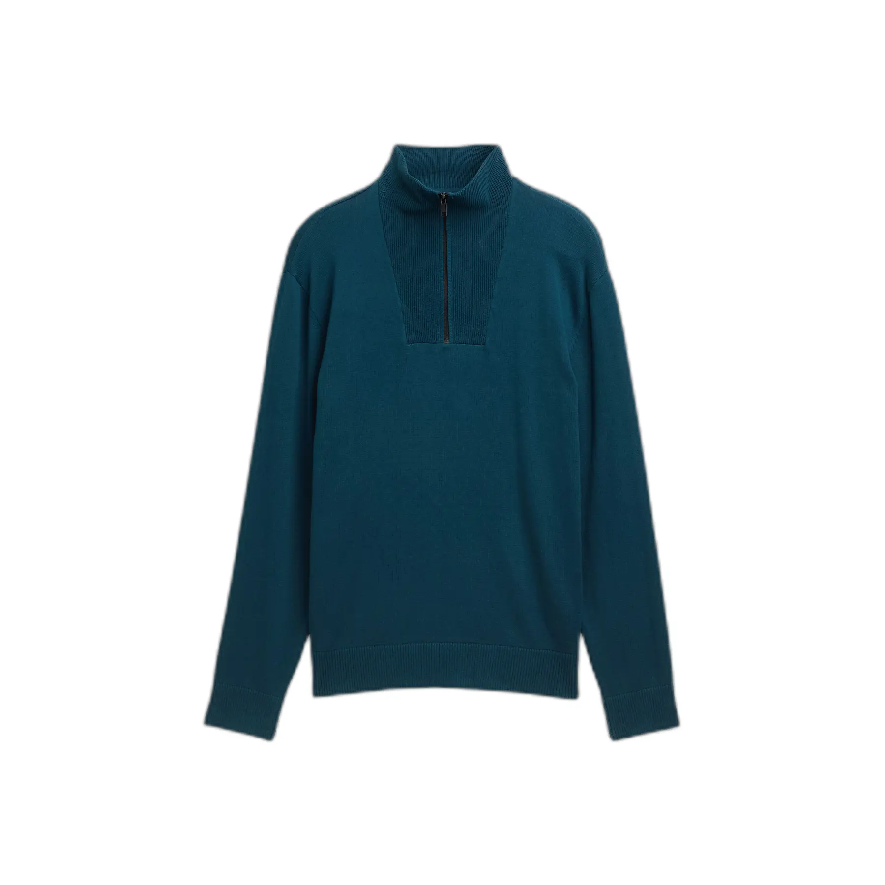 Maglione basic in maglia con zip in cotone Tom Tailor Denim