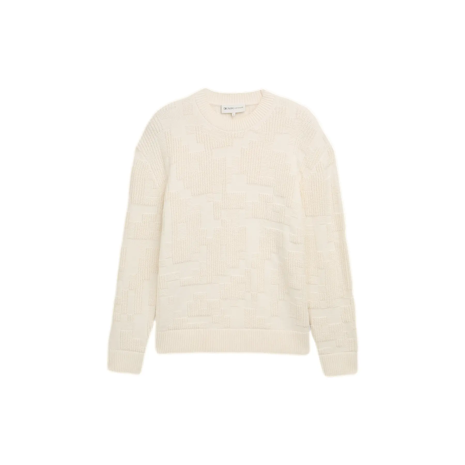 Pull pixelato strutturato a girocollo in maglia Tom Tailor Denim