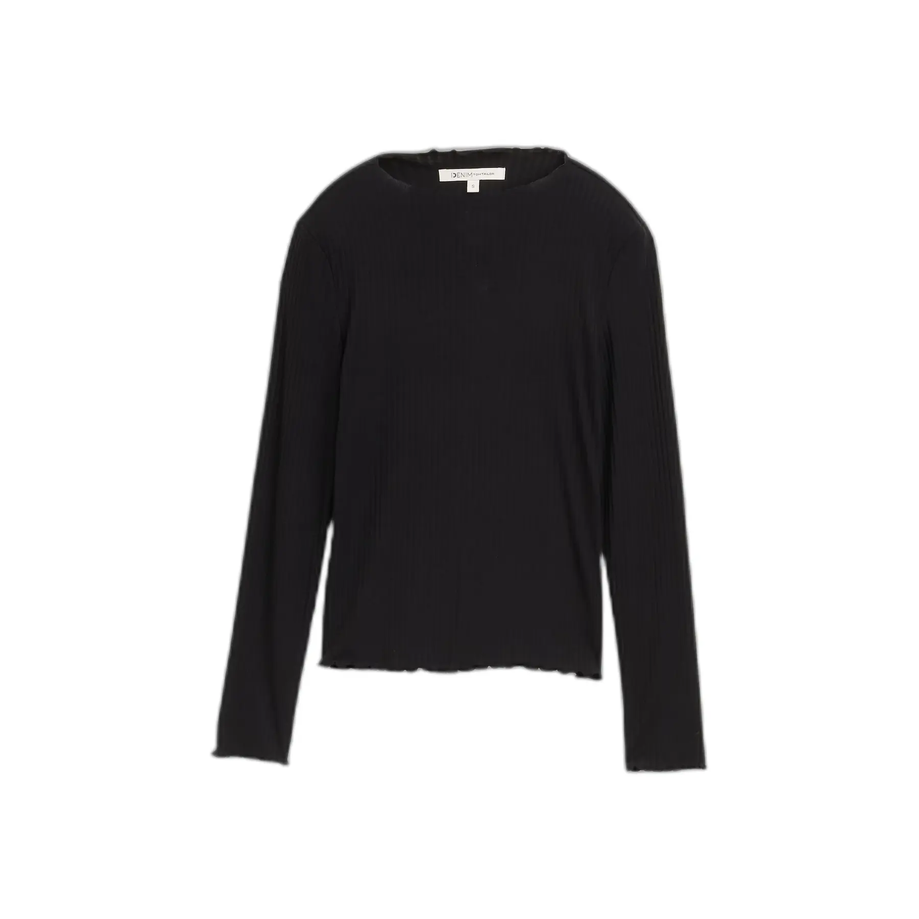 T-shirt a coste con volantini bordo donna Tom Tailor Denim