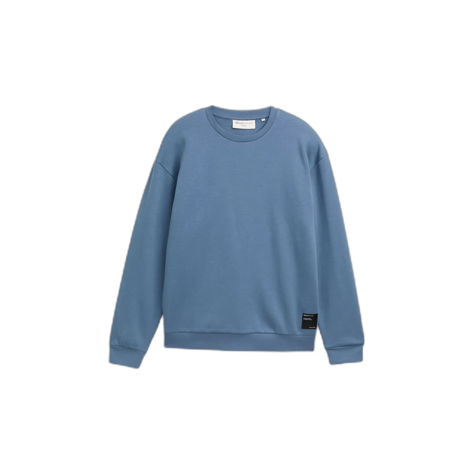Felpa tinta unita con girocollo e badge logo Tom Tailor Denim