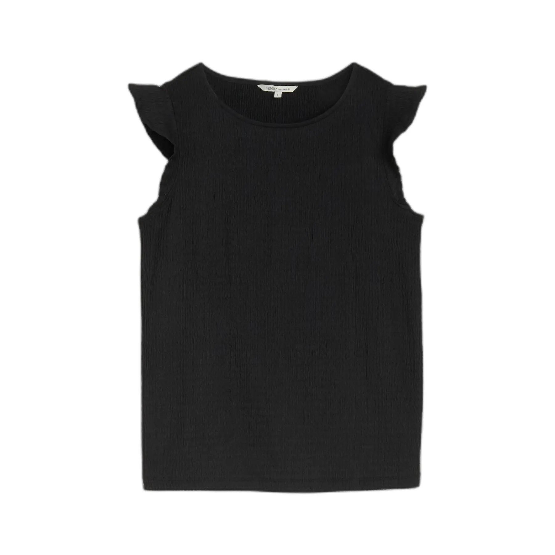 Weites, gerafftes, strukturiertes T-Shirt mit Volants für Damen Tom Tailor Denim