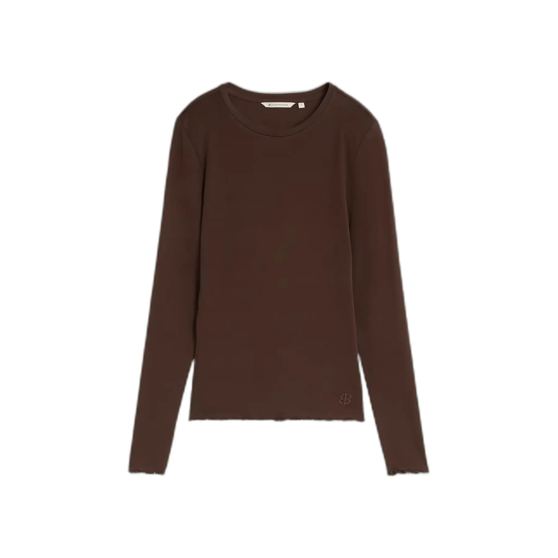 T-shirt a maniche lunghe con bordo a volant donna Tom Tailor Denim