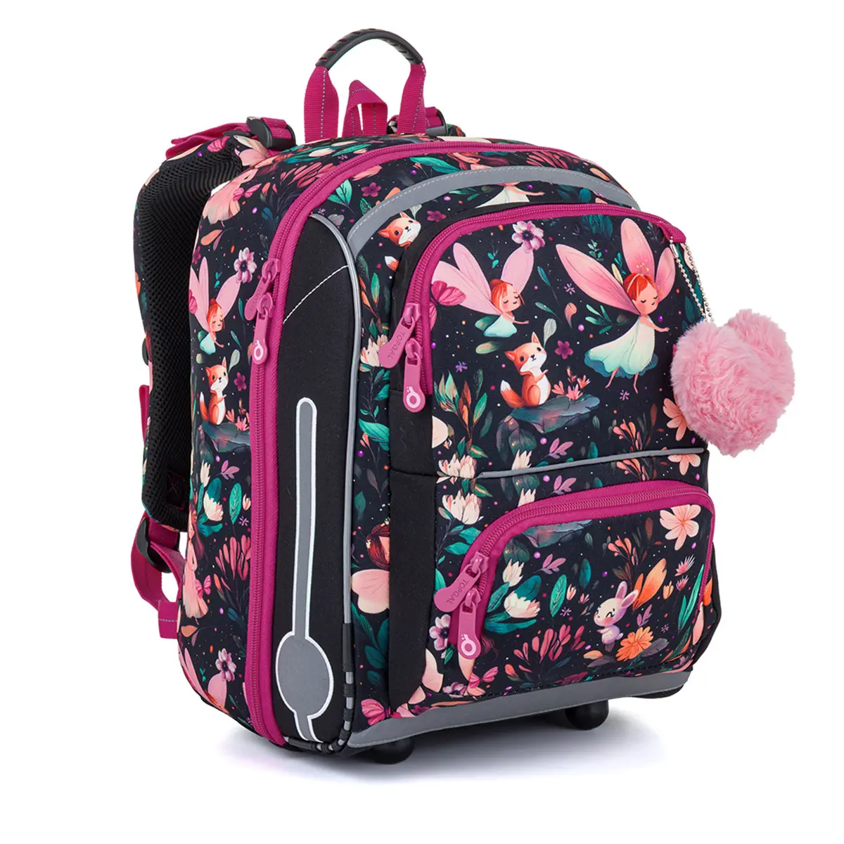 Merkloze schooltas met magische bos- en feeënmotief, ideaal voor groep 1-3
