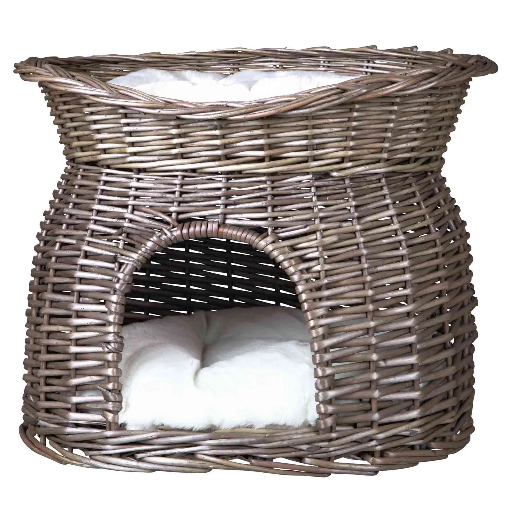Trixie Grotte En Osier Avec Lit Pour Chat Gris 54X43X37 Cm