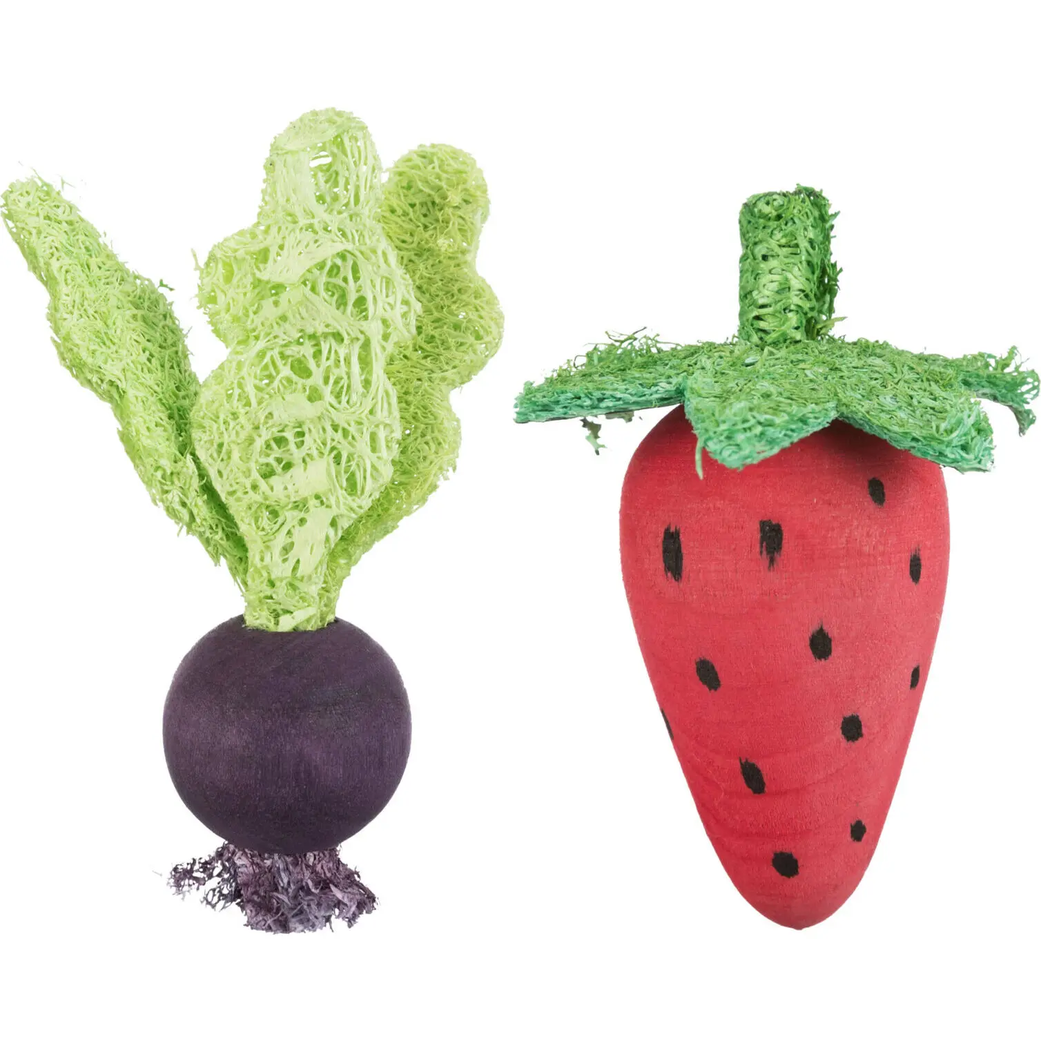 Wooden/lufa strawberry-beet rodent toy Trixie