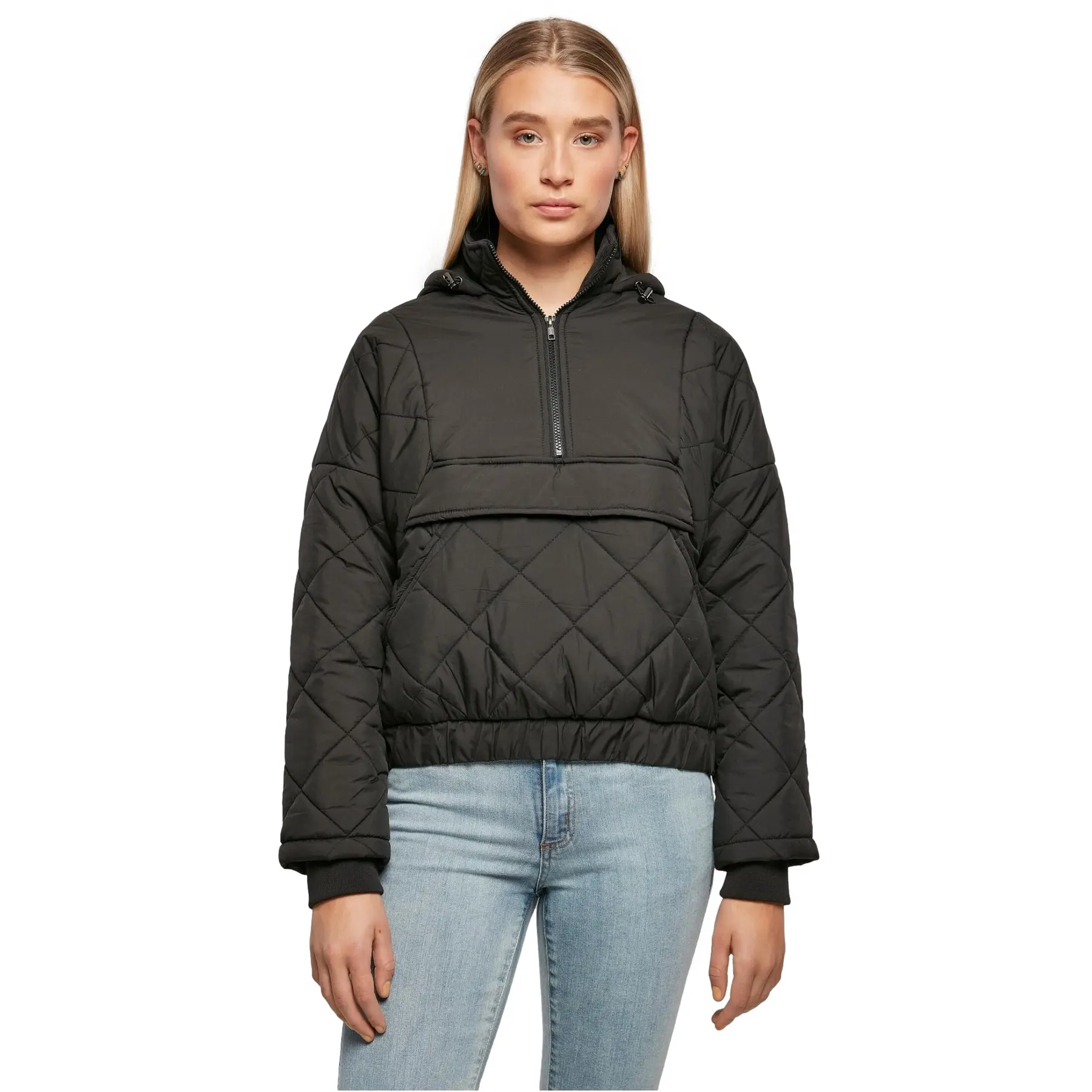 Felpa da donna con cappuccio Urban Classics oversized diamond quilted pull over