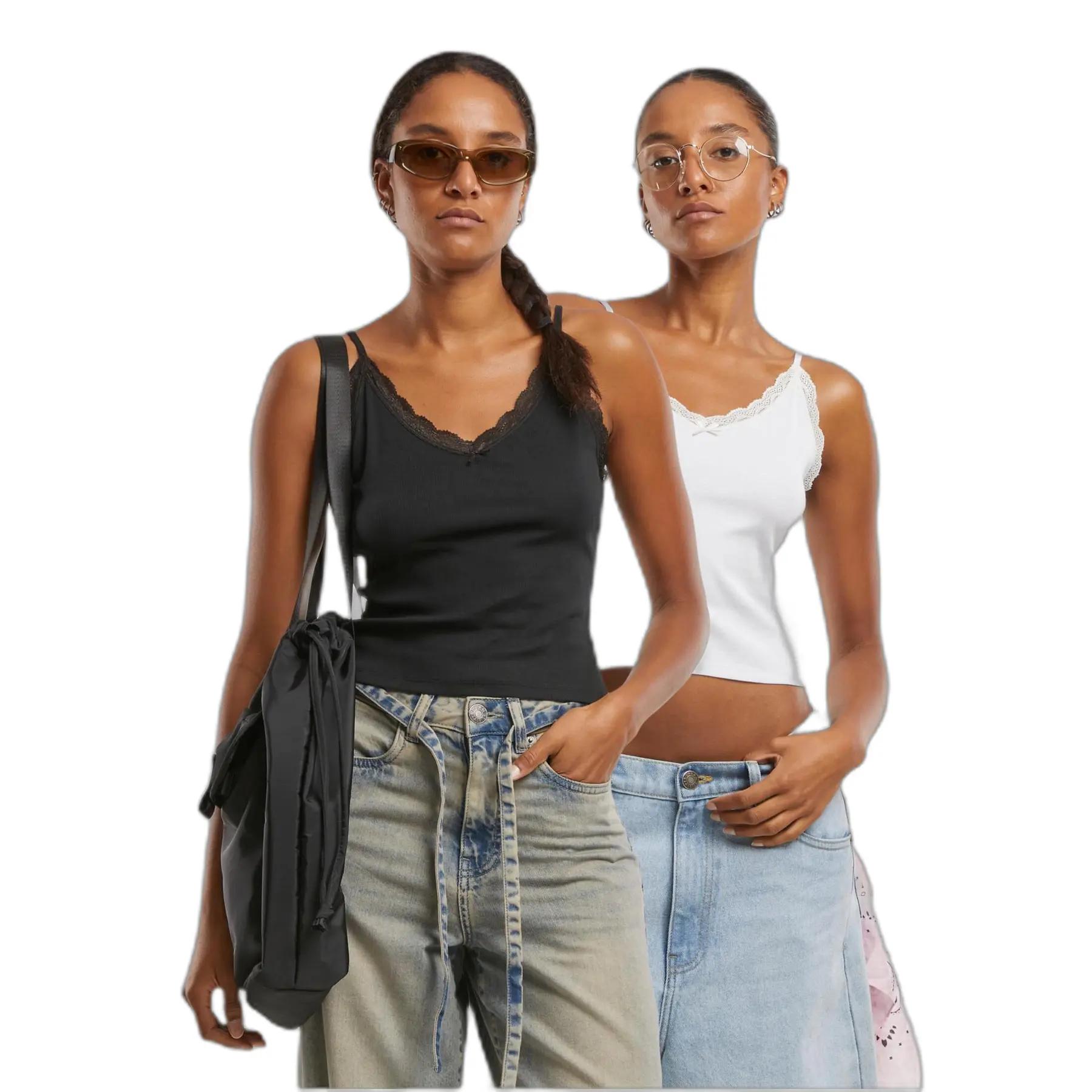 Canotta in pizzo con scollo a V donna Urban Classics (x2)