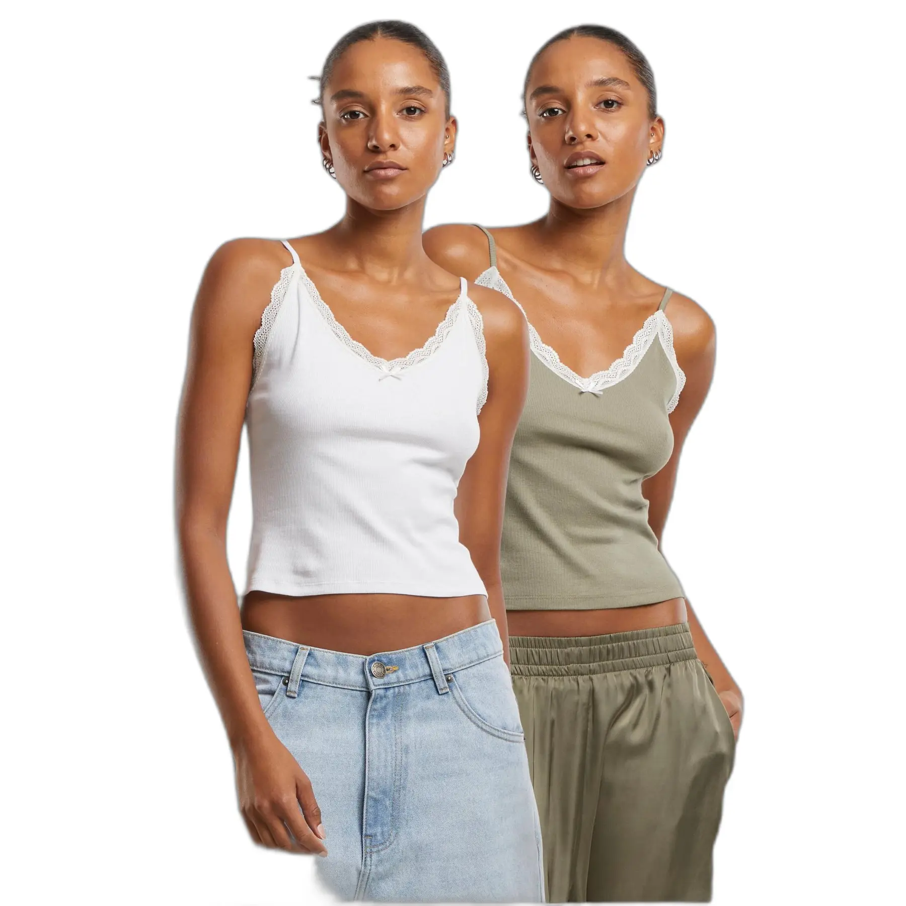 Canotta in pizzo con scollo a V donna Urban Classics (x2)